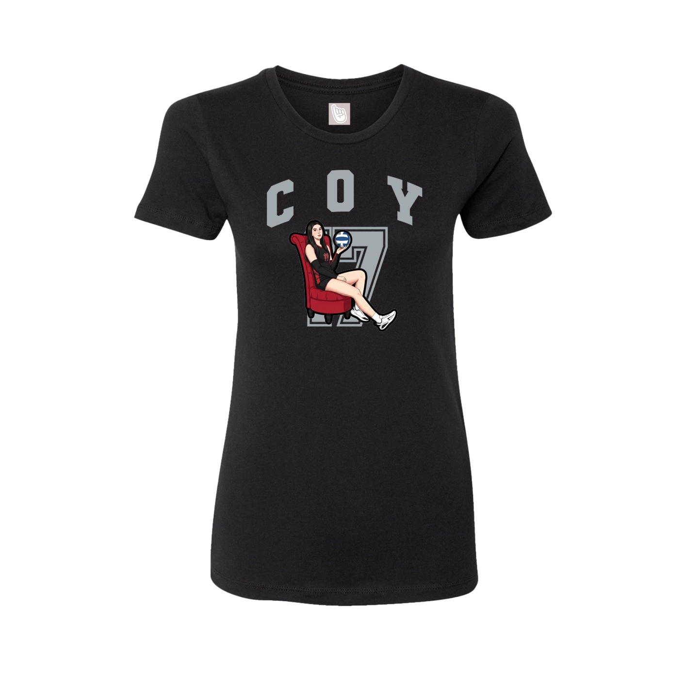 Fitted Women's Tee — Number in Black