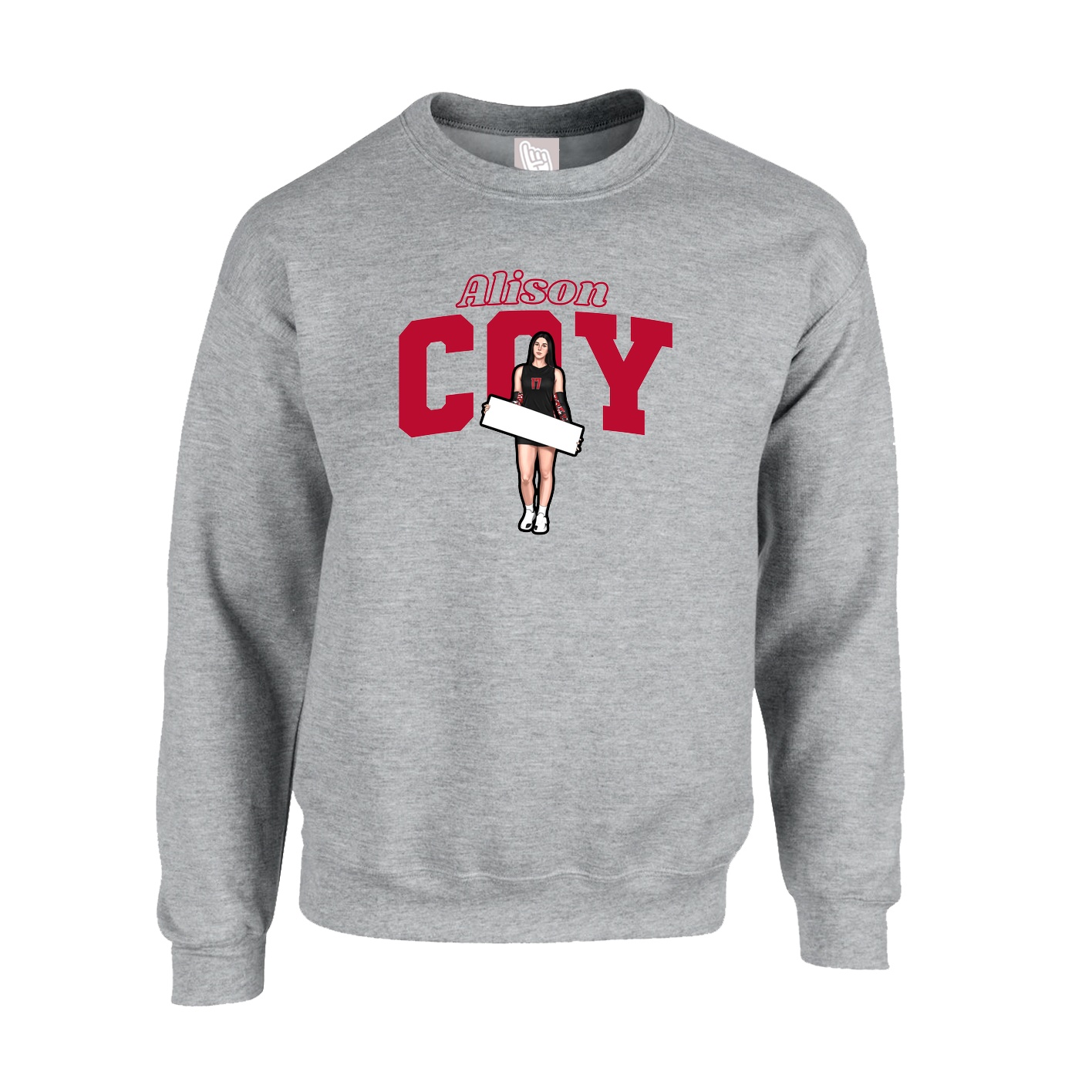Fleece Crew — Name Arch in Grey