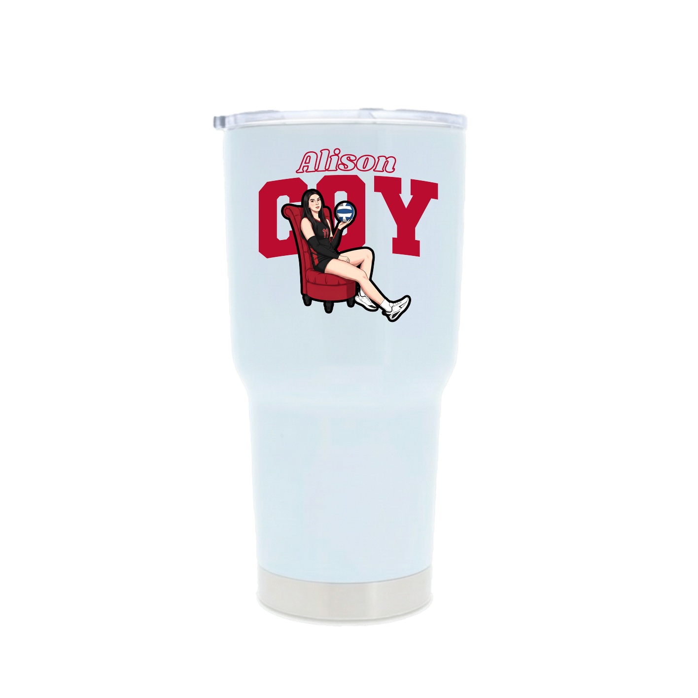 30oz Stainless Steel Tumbler — Name Arch in White