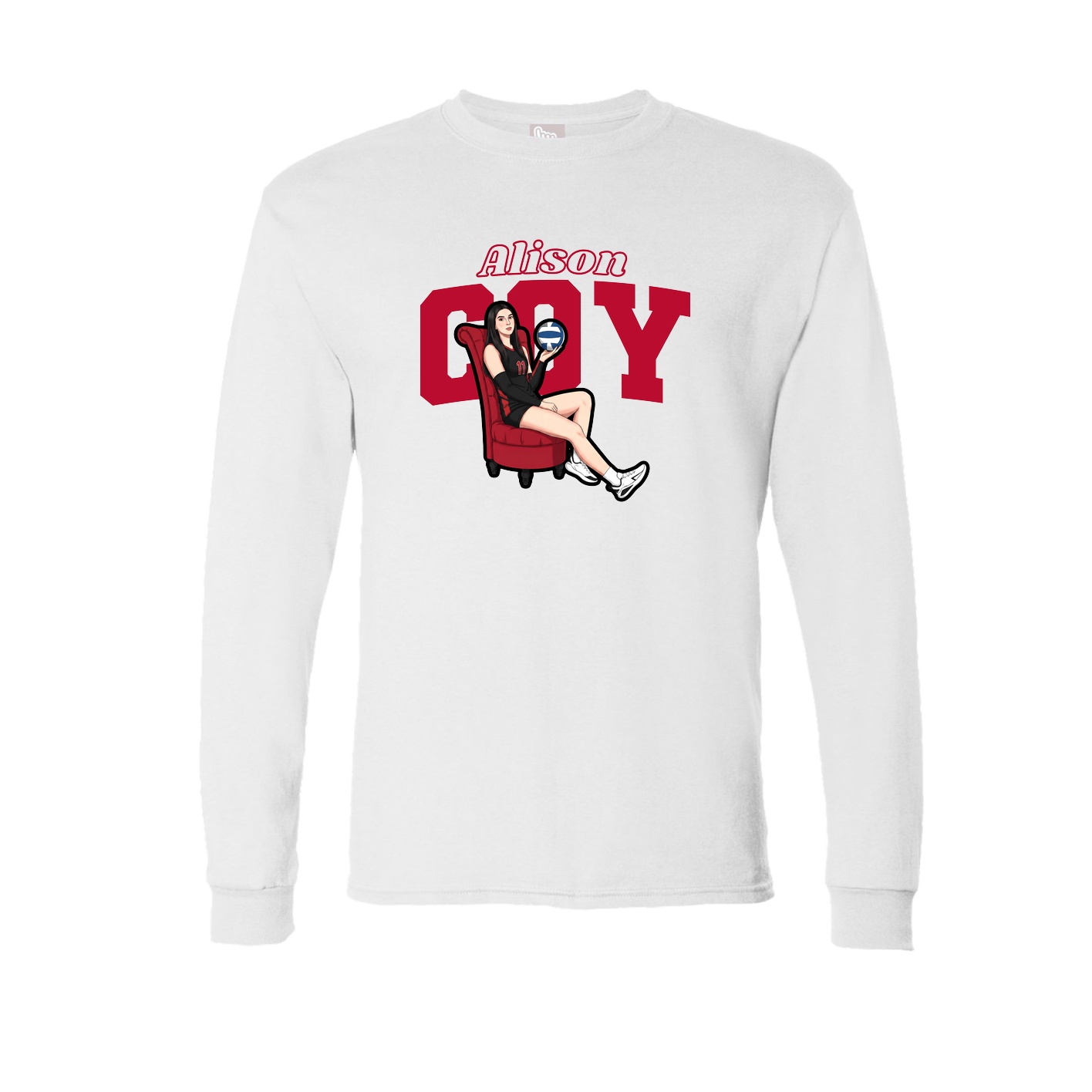 Long Sleeve Tee — Name Arch in White