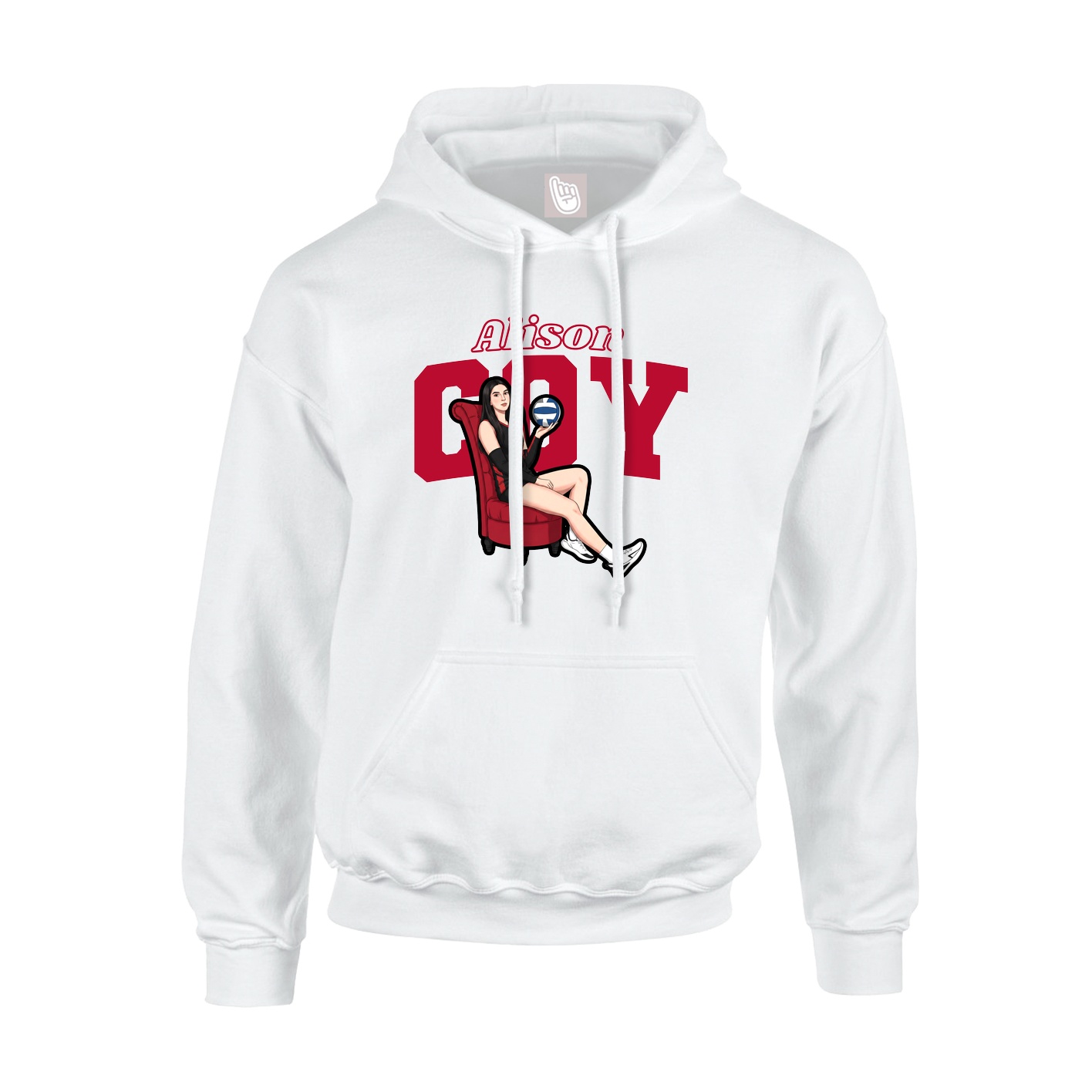 Youth Hoodie — Name Arch in White