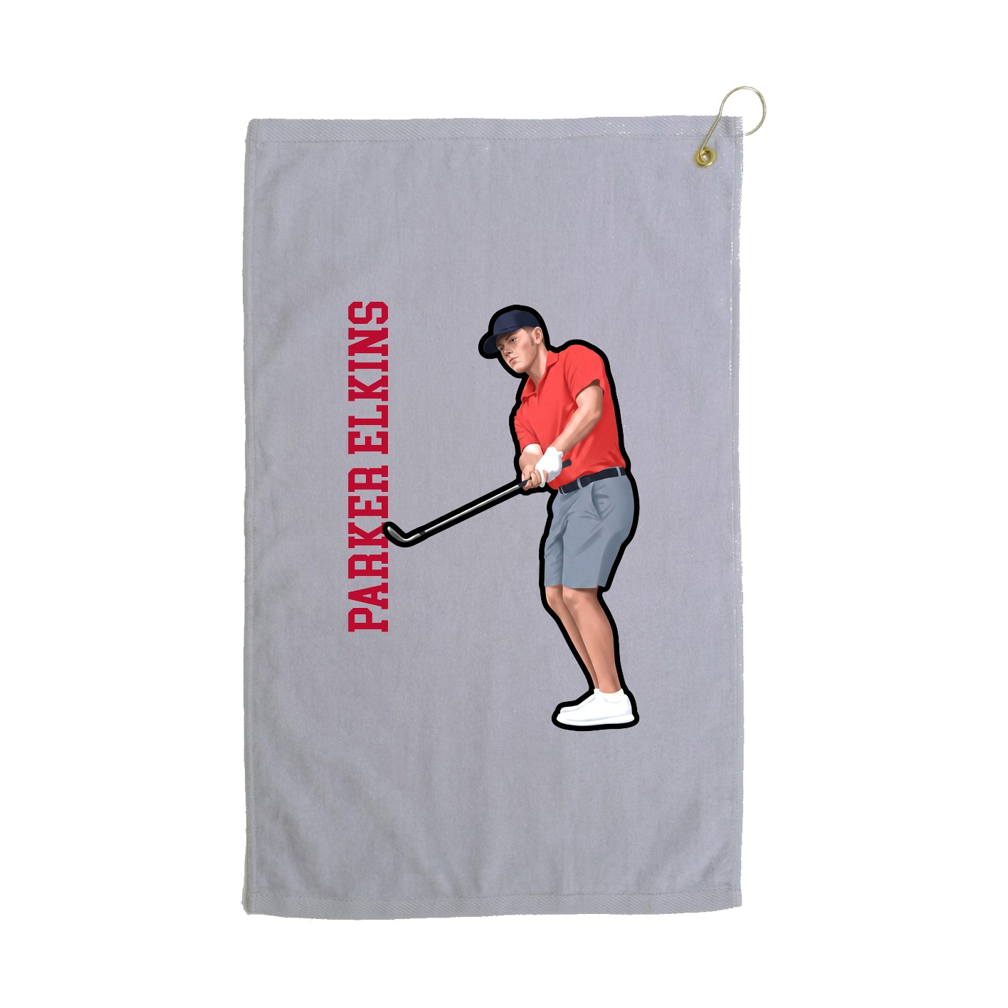 Golf Towel — Name Vertical in Grey