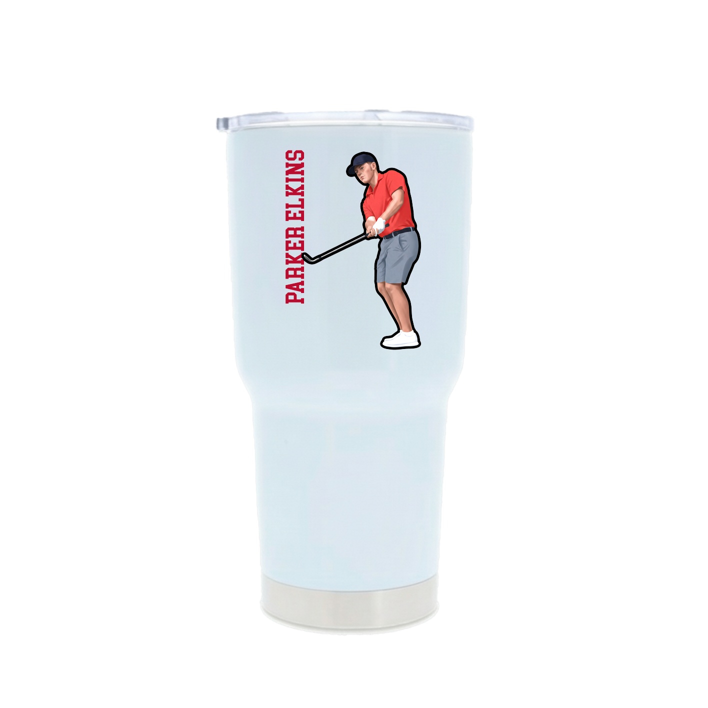 30oz Stainless Steel Tumbler — Name Vertical in White