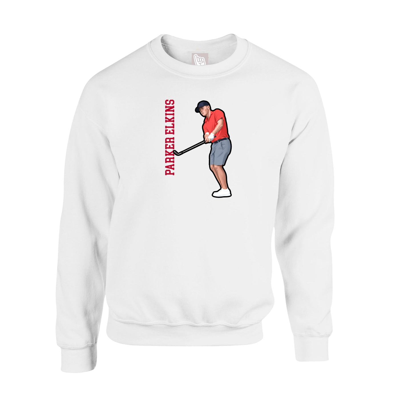 Fleece Crew — Name Vertical in White