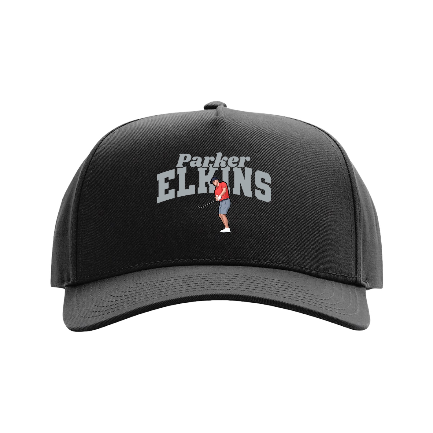 Full Fabric Five-Panel Champ Cap — Signature Arch in Black