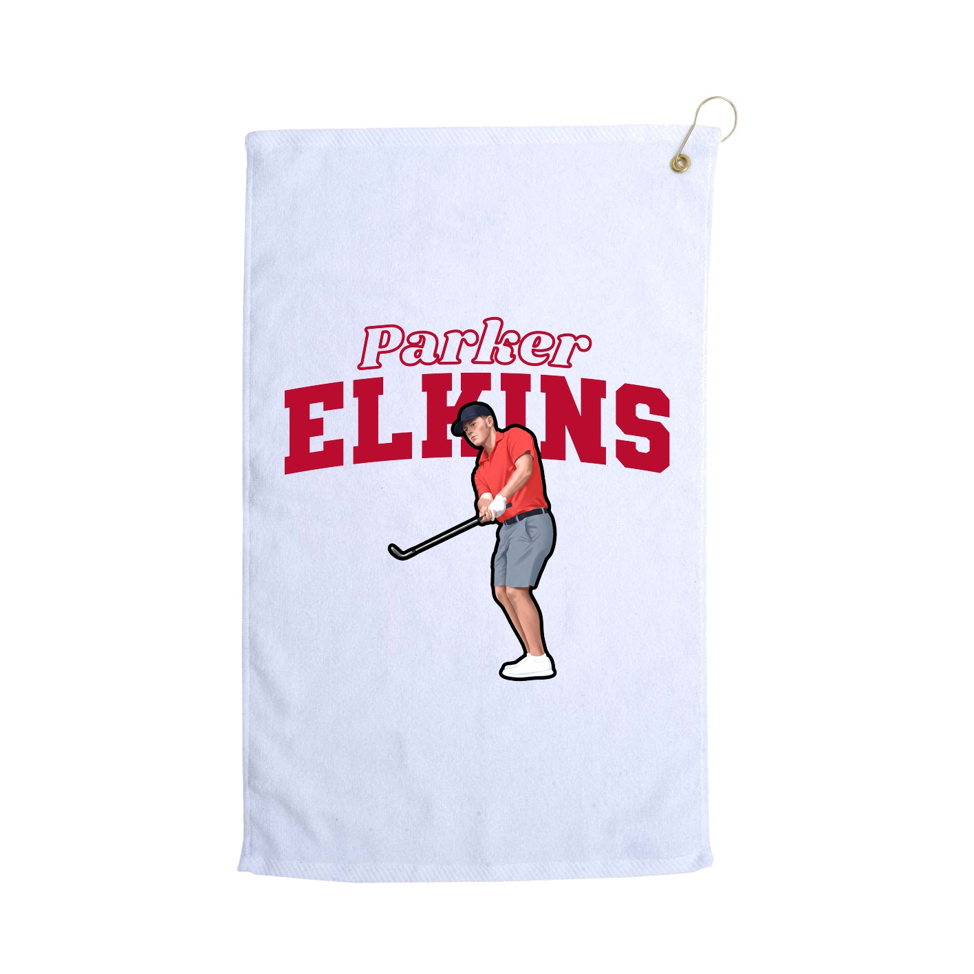 Golf Towel — Name Arch in White