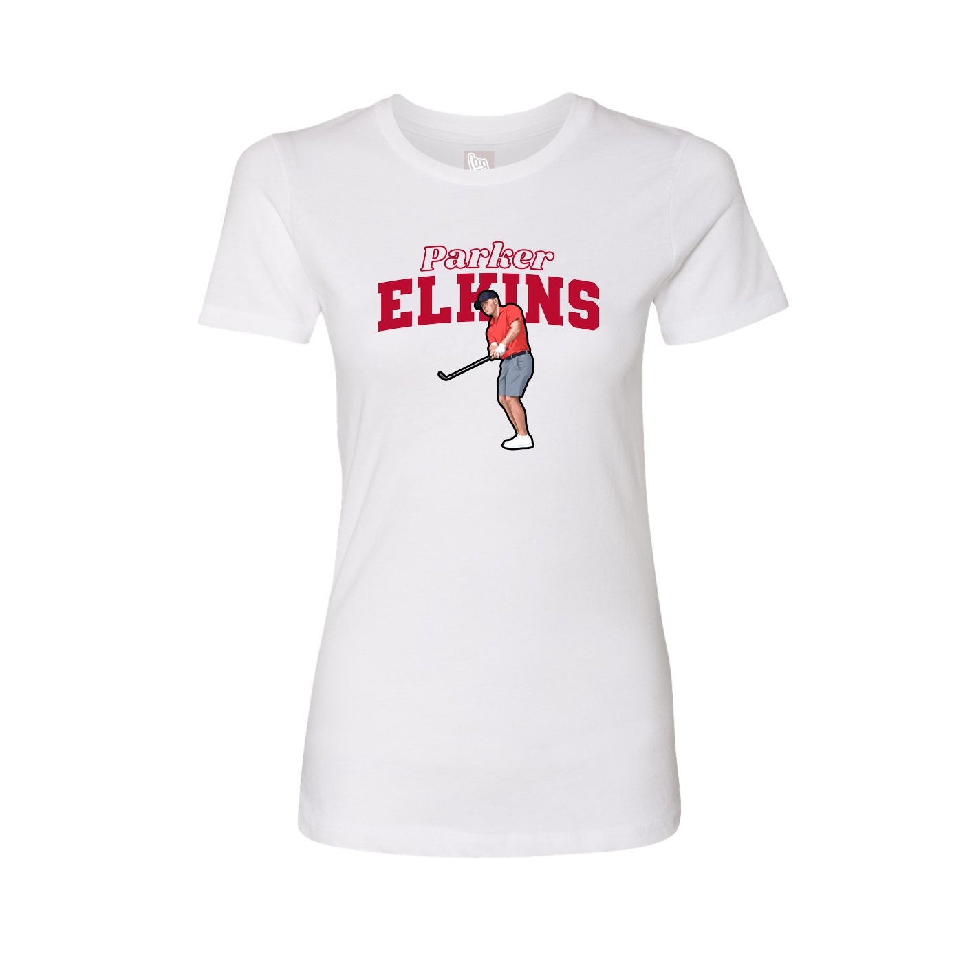 Fitted Women's Tee — Name Arch in White