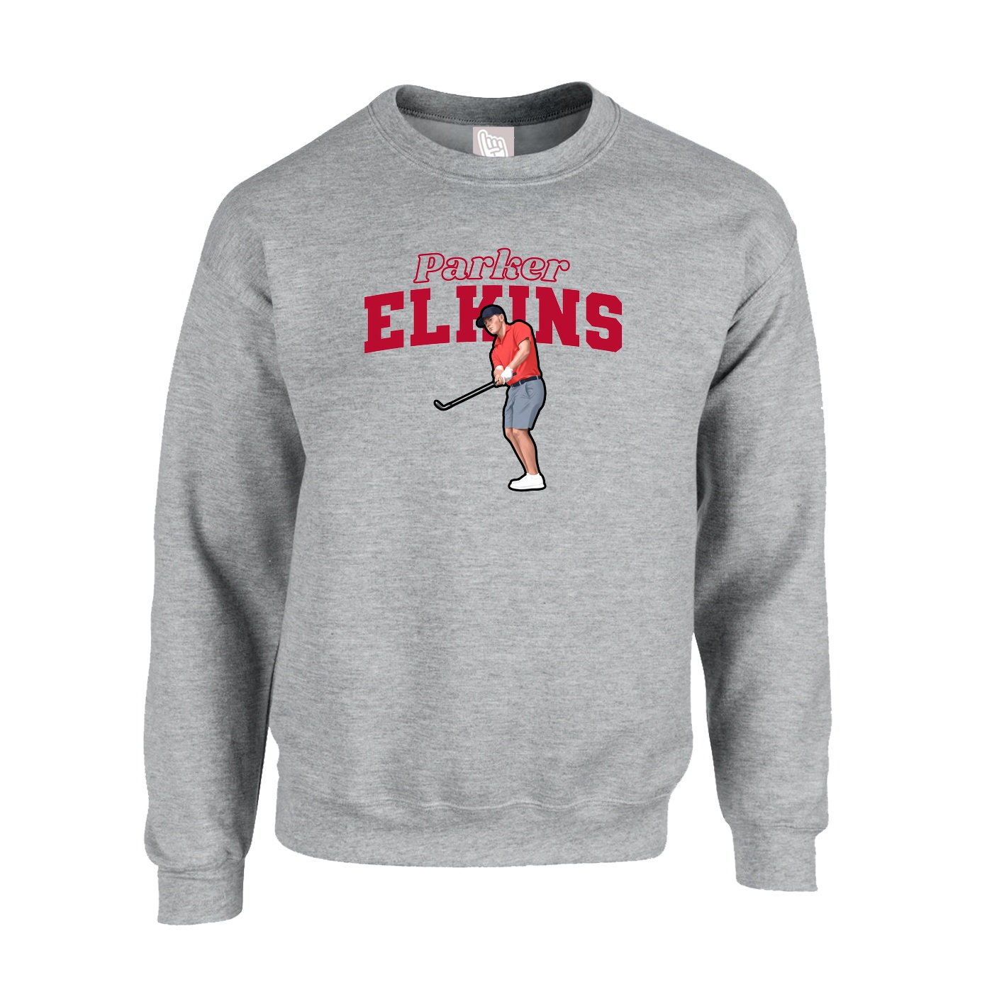 Fleece Crew — Name Arch in Grey