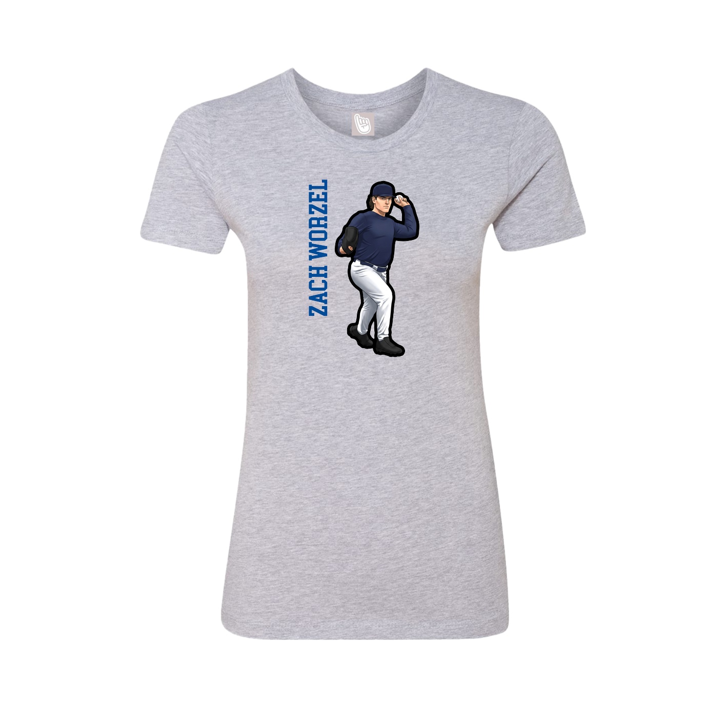 Fitted Women's Tee — Name Vertical in Grey