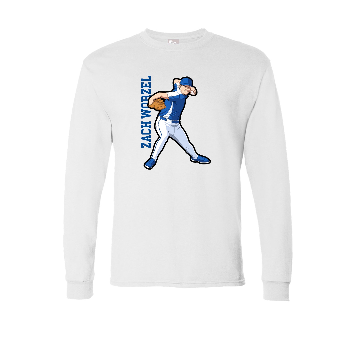Long Sleeve Tee — Name Vertical in White