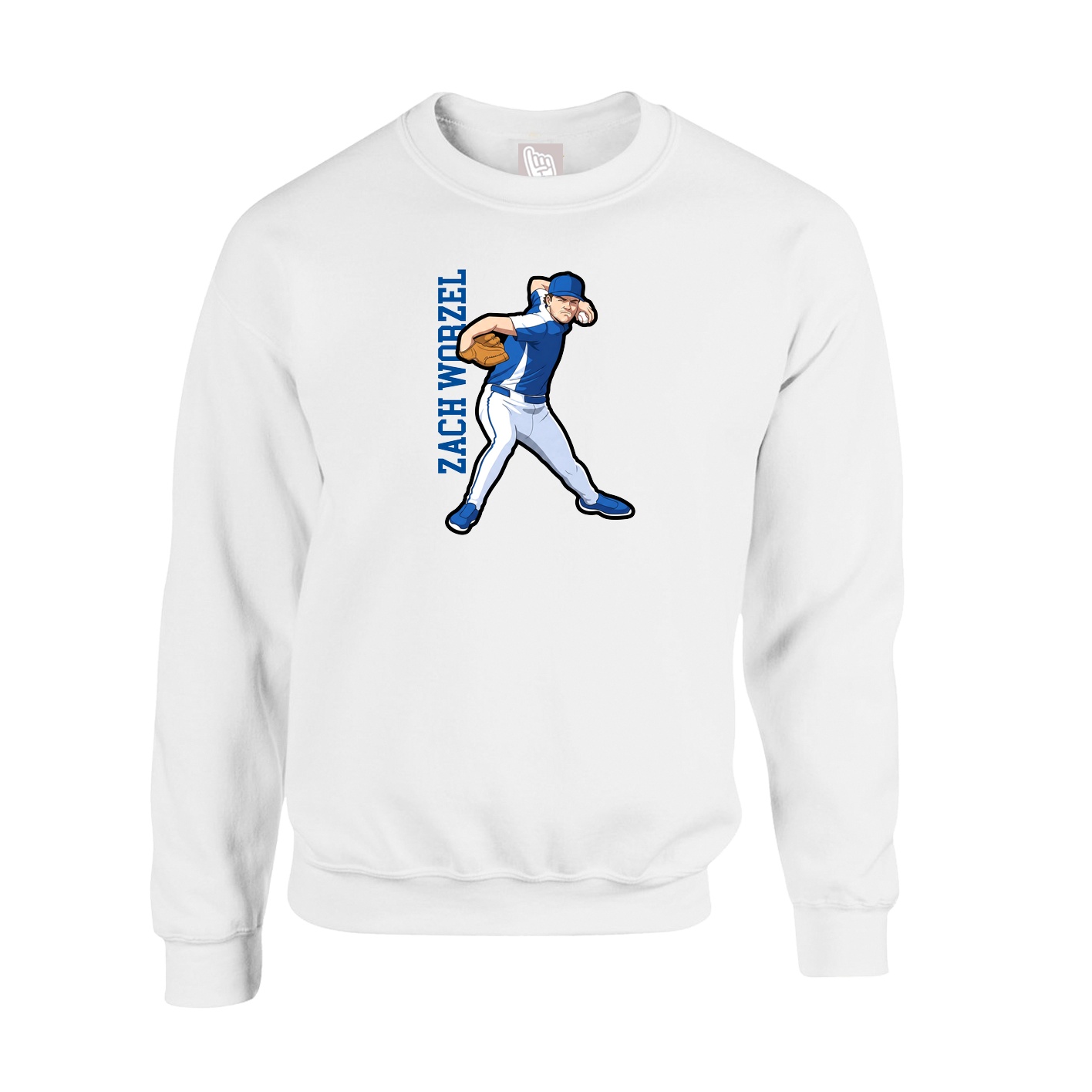 Fleece Crew — Name Vertical in White