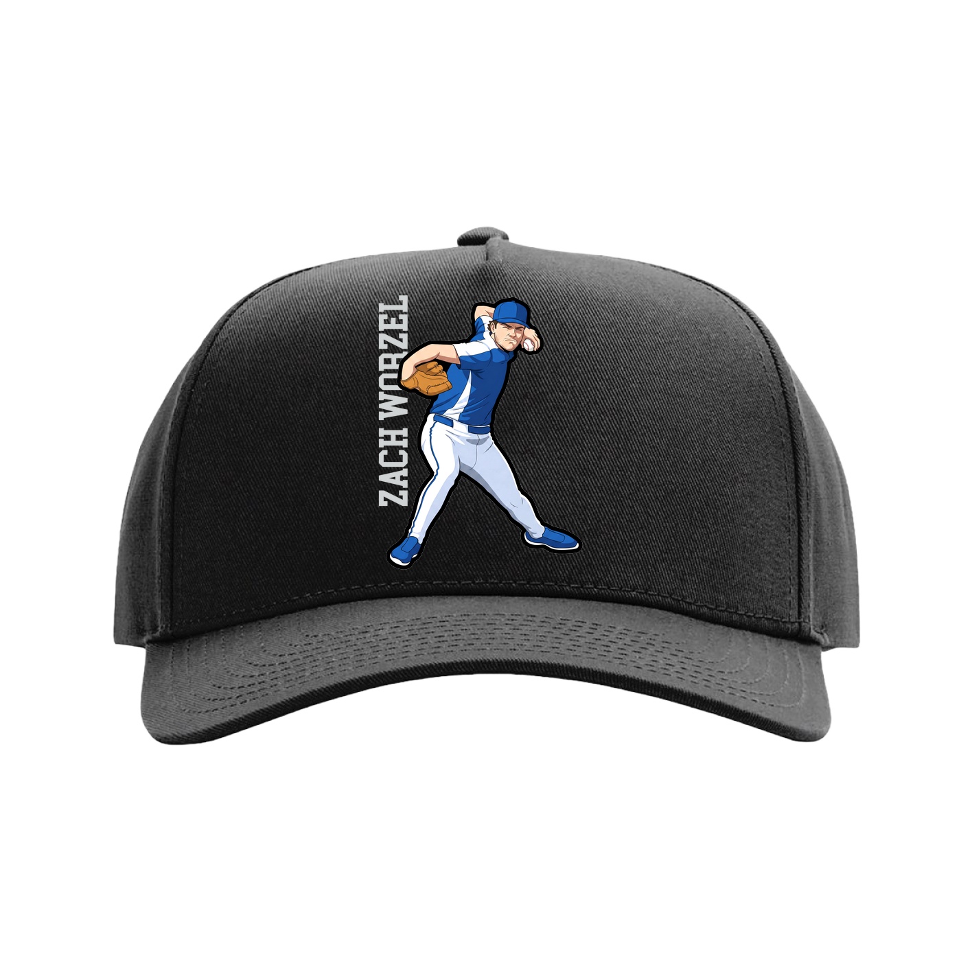 Full Fabric Five-Panel Champ Cap — Name Vertical in Black