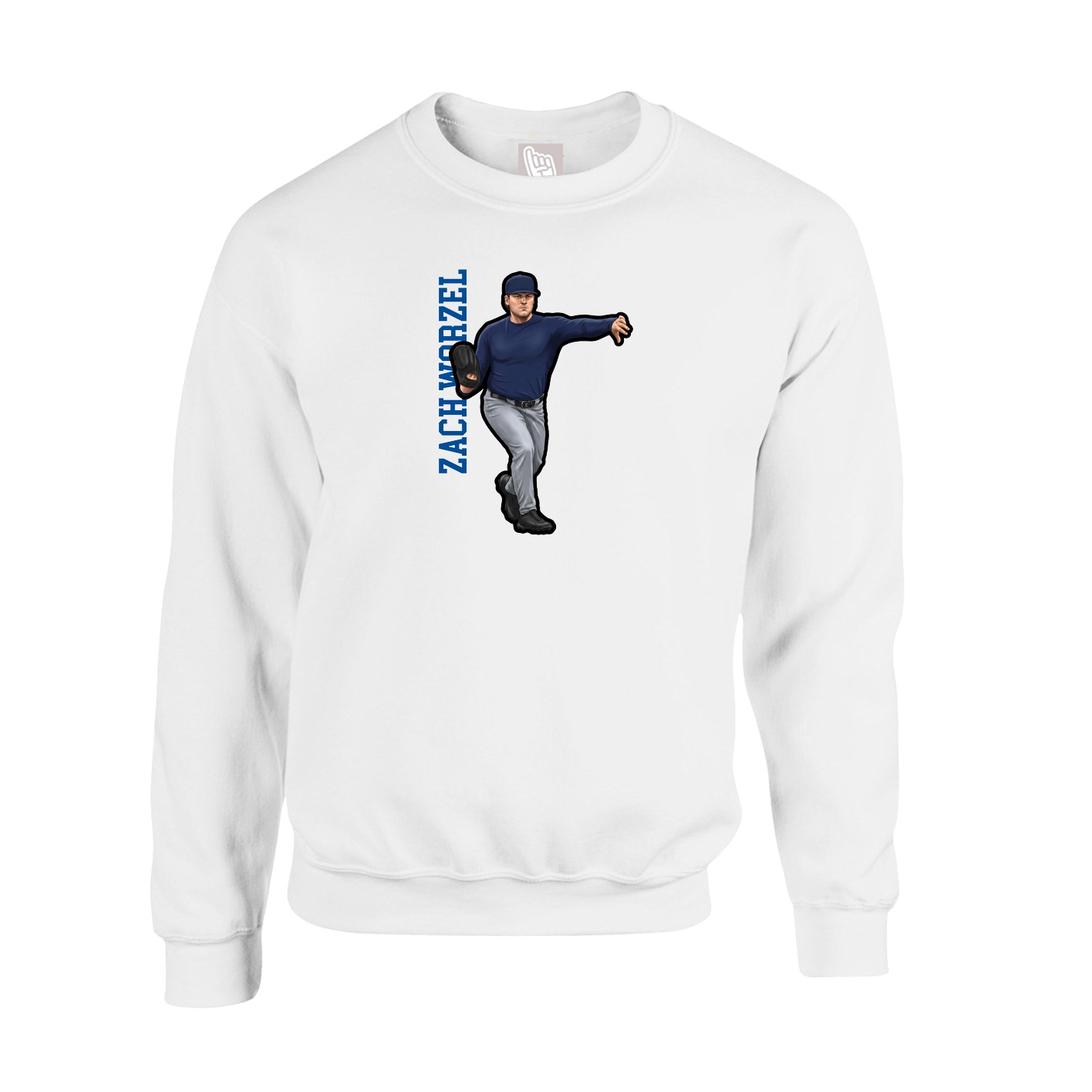 Fleece Crew — Name Vertical in White