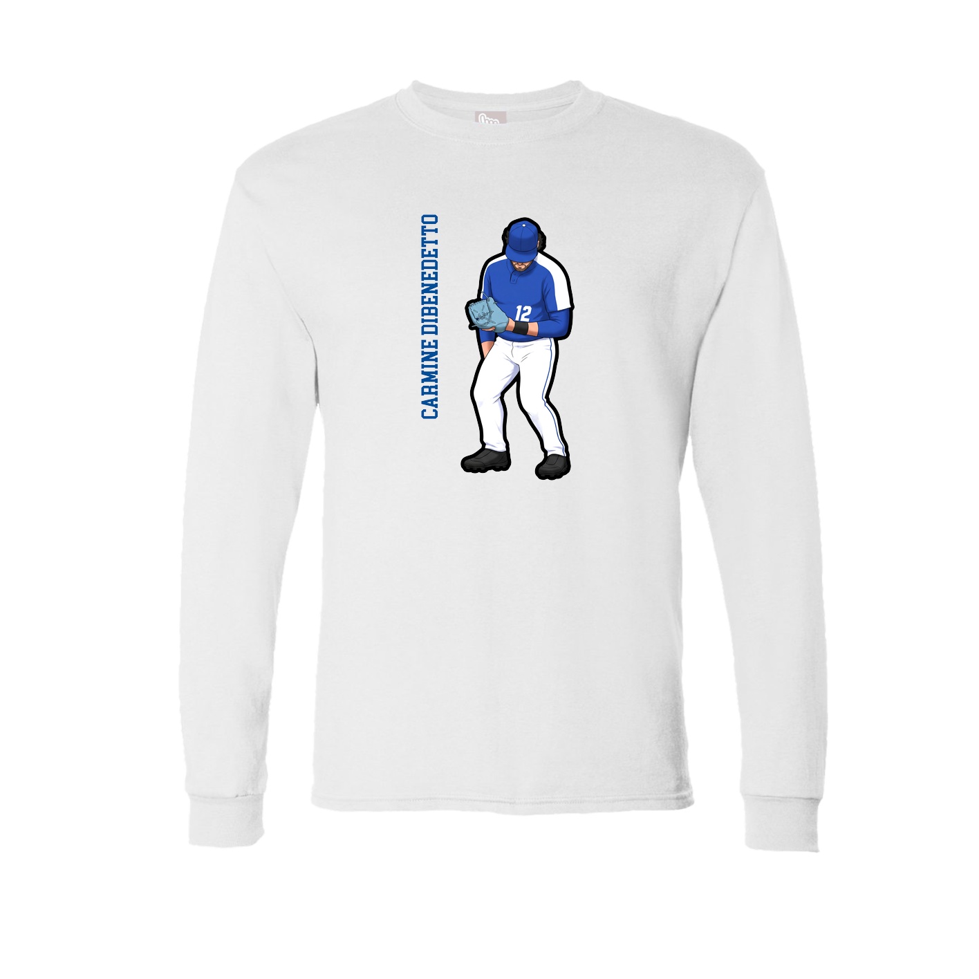 Long Sleeve Tee — Name Vertical in White