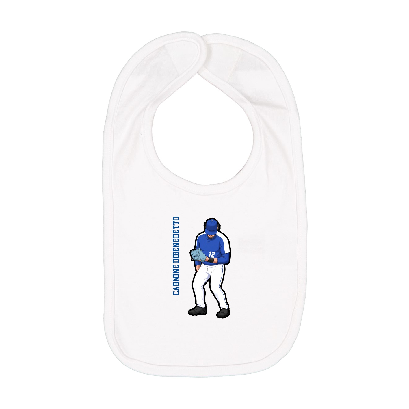Infant Bib — Name Vertical in White