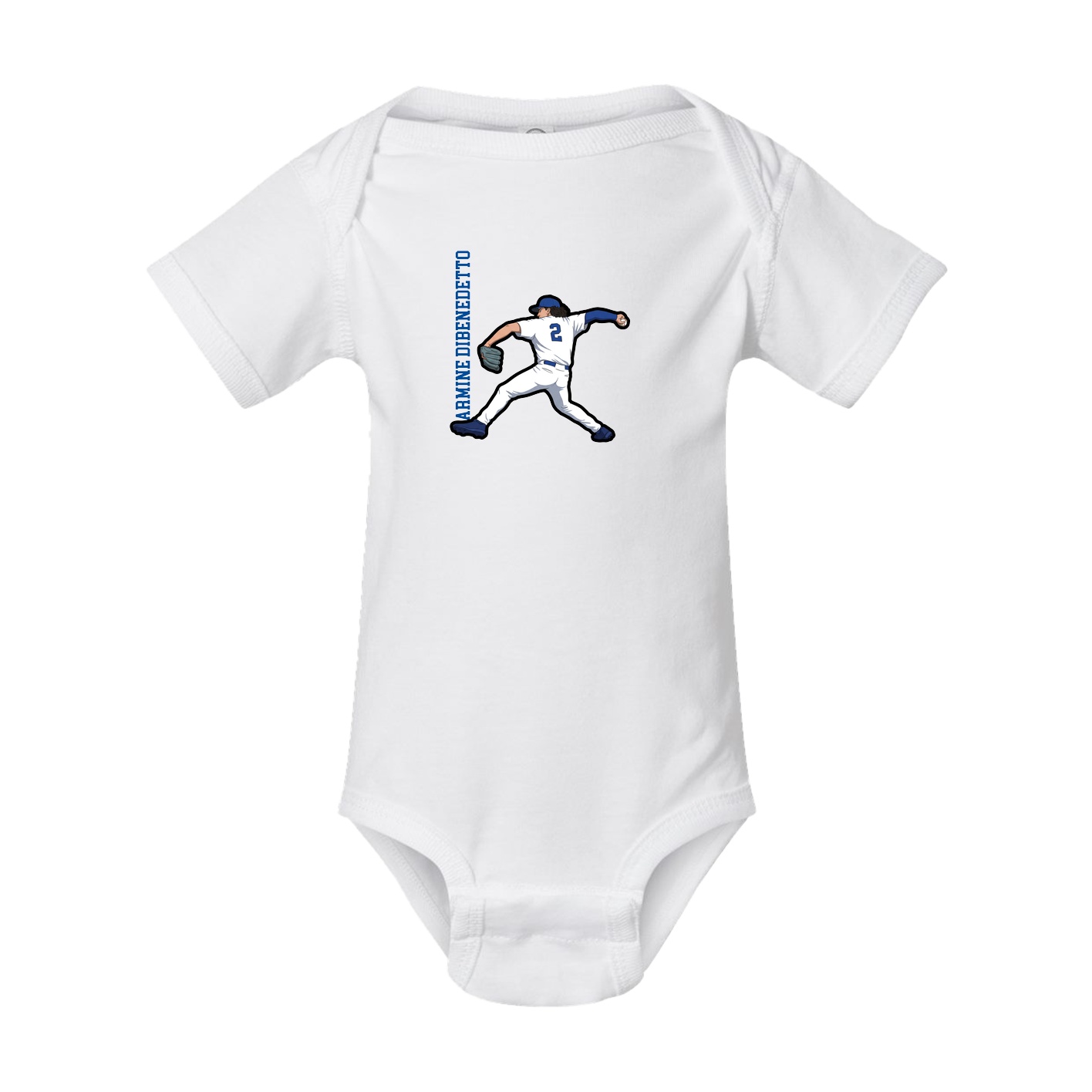 Baby Onesie — Name Vertical in White