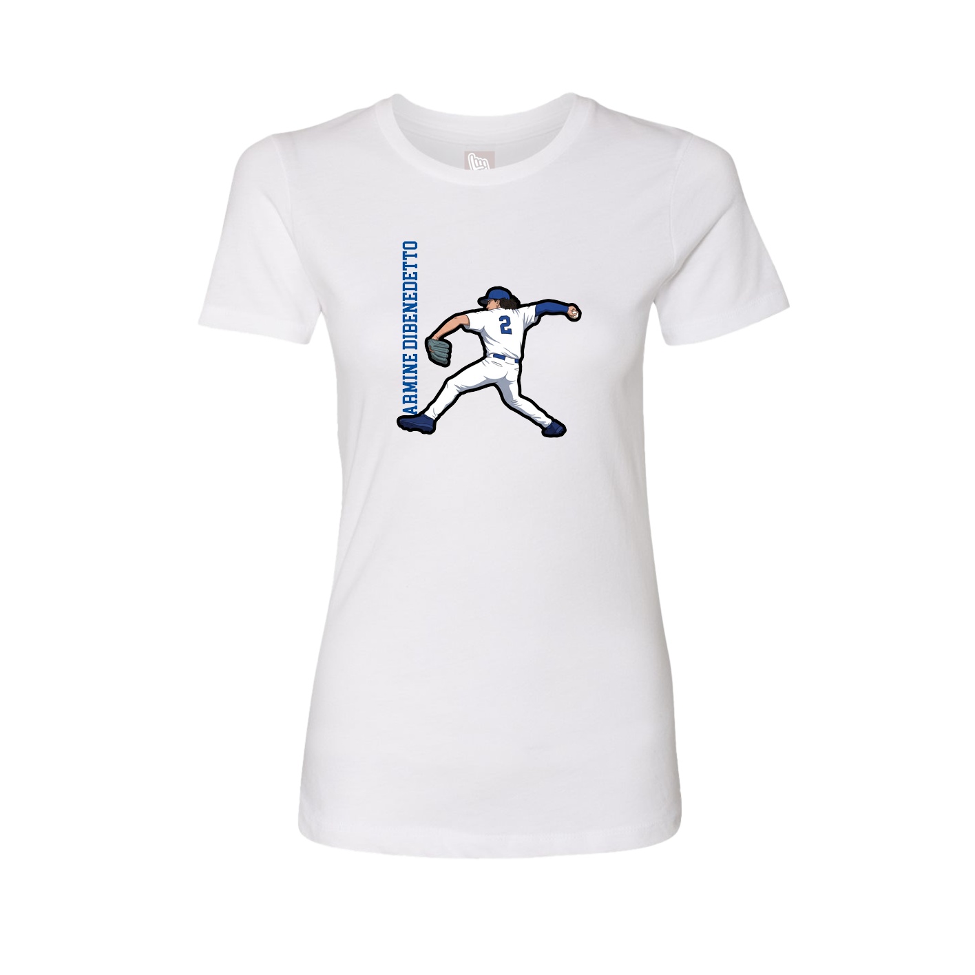 Womens Tee — Name Vertical in White