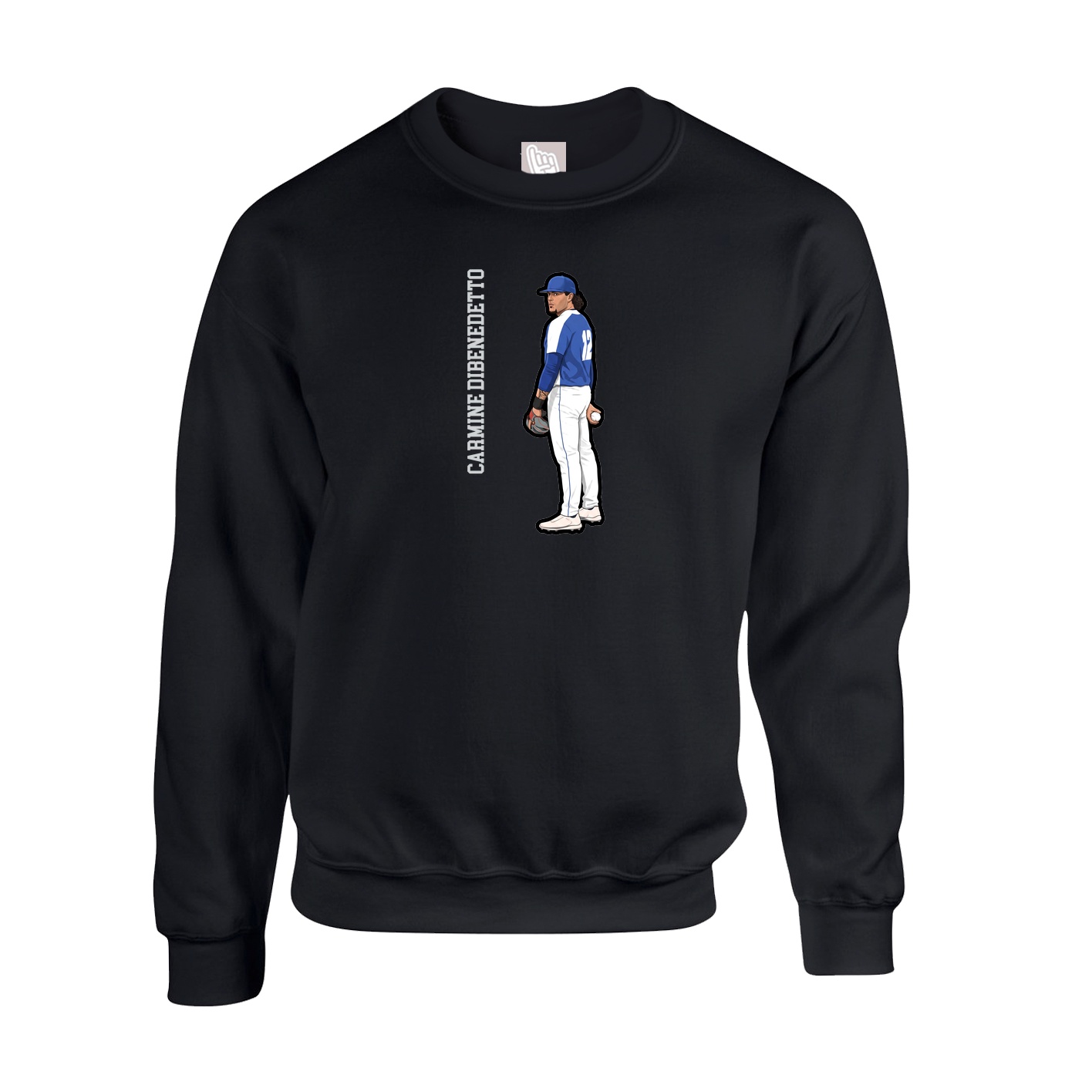 Fleece Crew — Name Vertical in Black