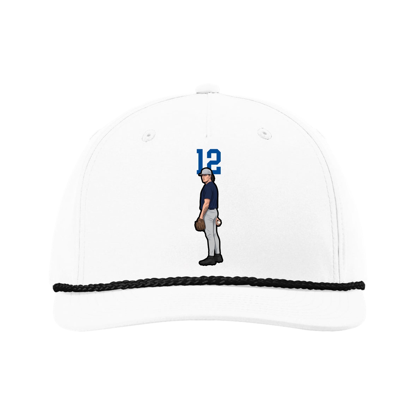 Five-Panel Classic Rope Cap — Number Top in White