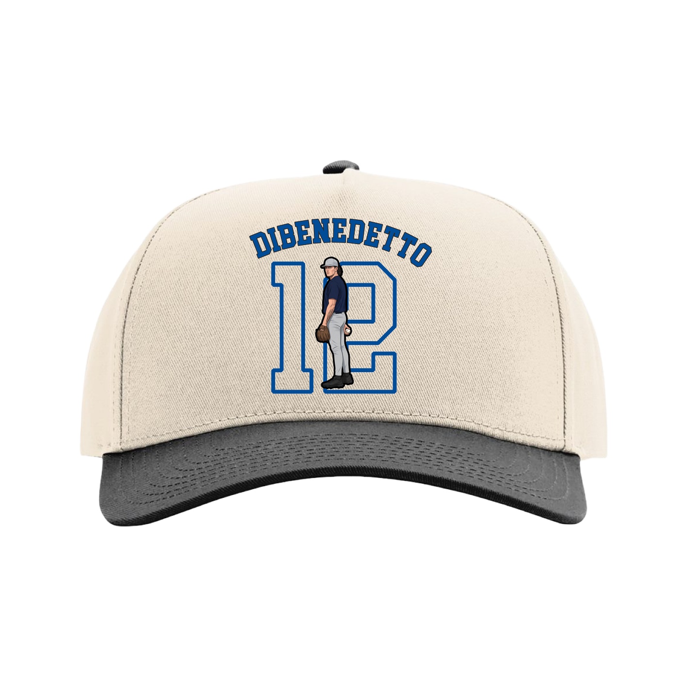 Full Fabric Five-Panel Champ Cap — Shirsey Arch in Cream/Black