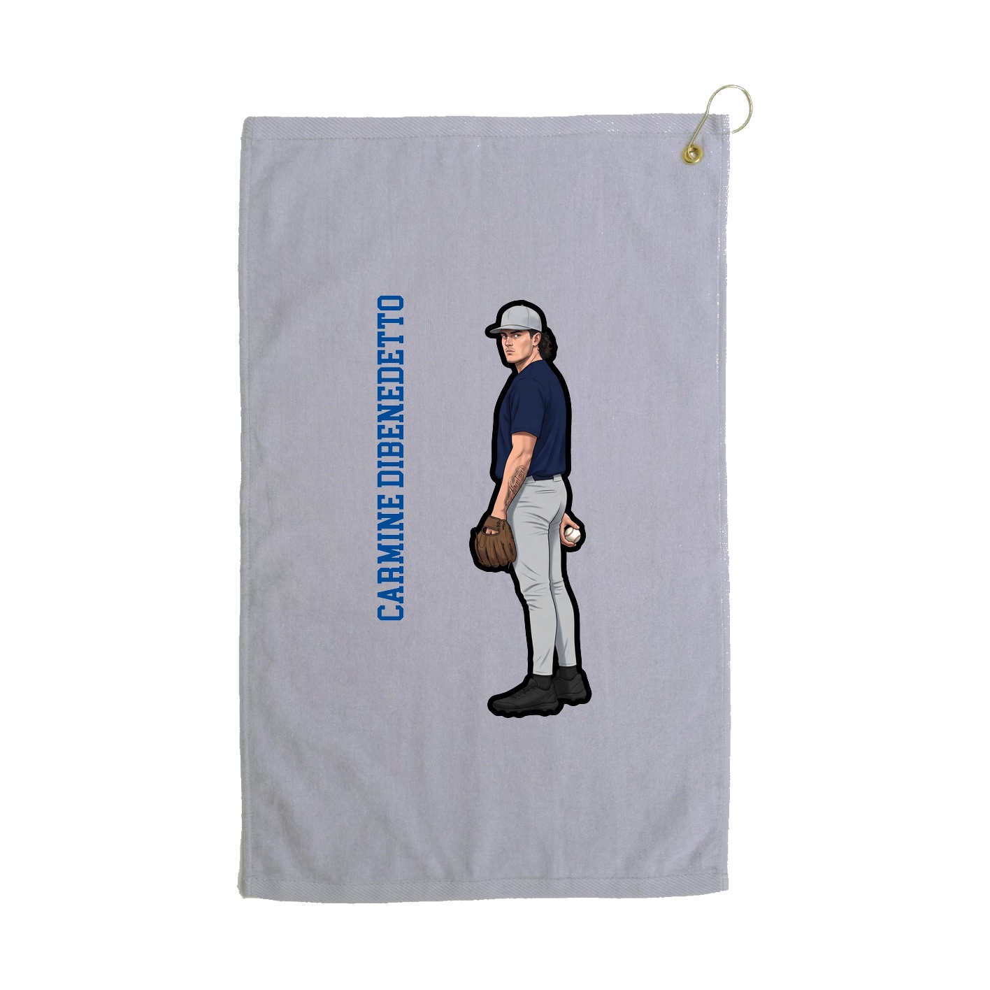 Golf Towel — Name Vertical in Grey