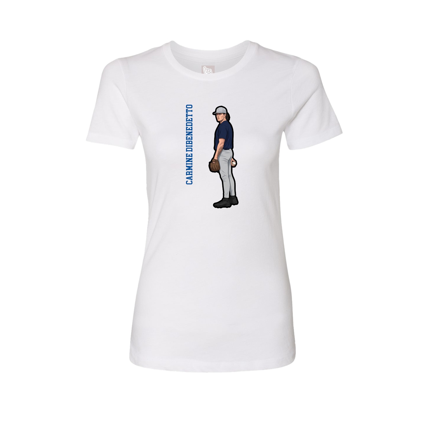 Womens Tee — Name Vertical in White