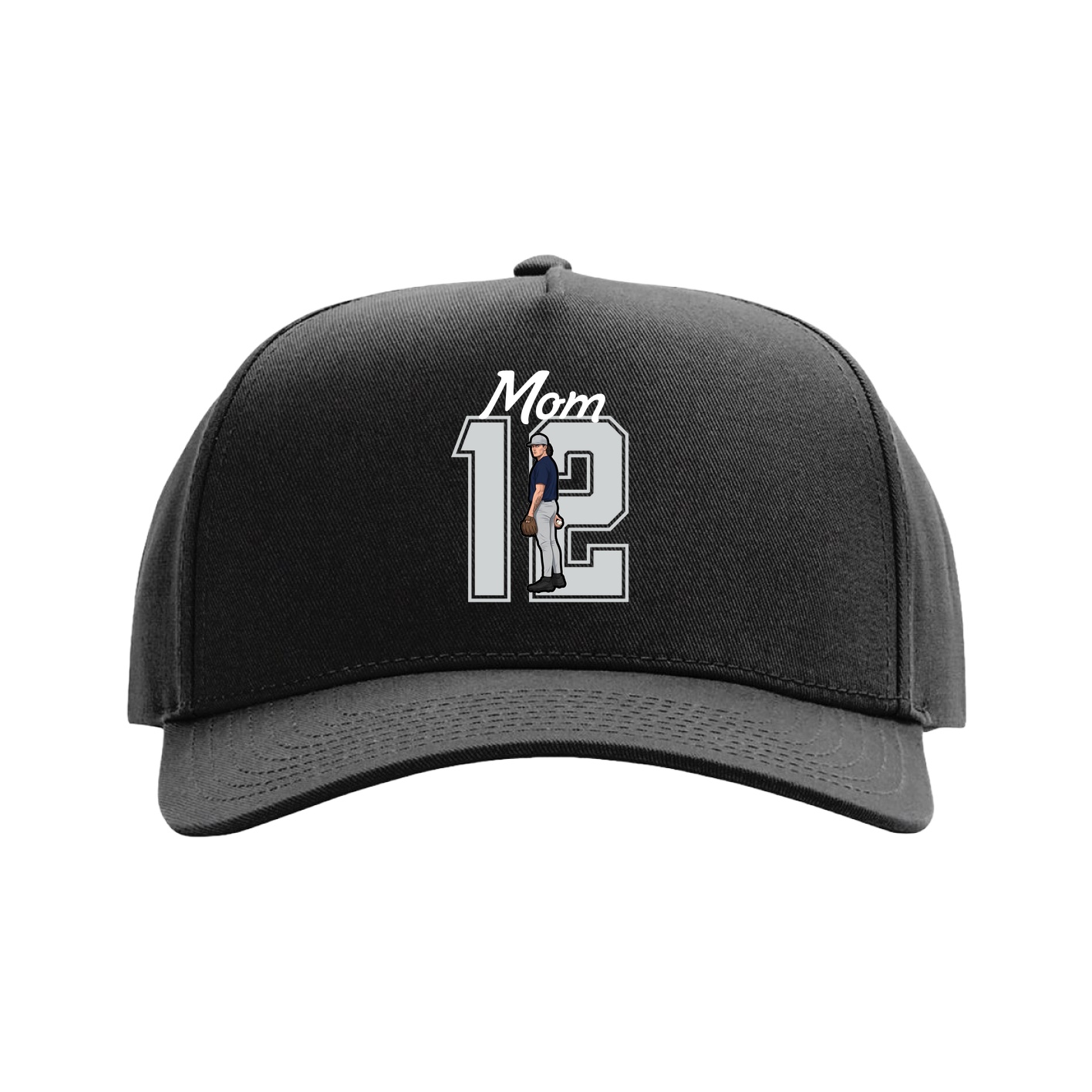 Full Fabric Five-Panel Champ Cap — Mothers Day Shirsey in Black