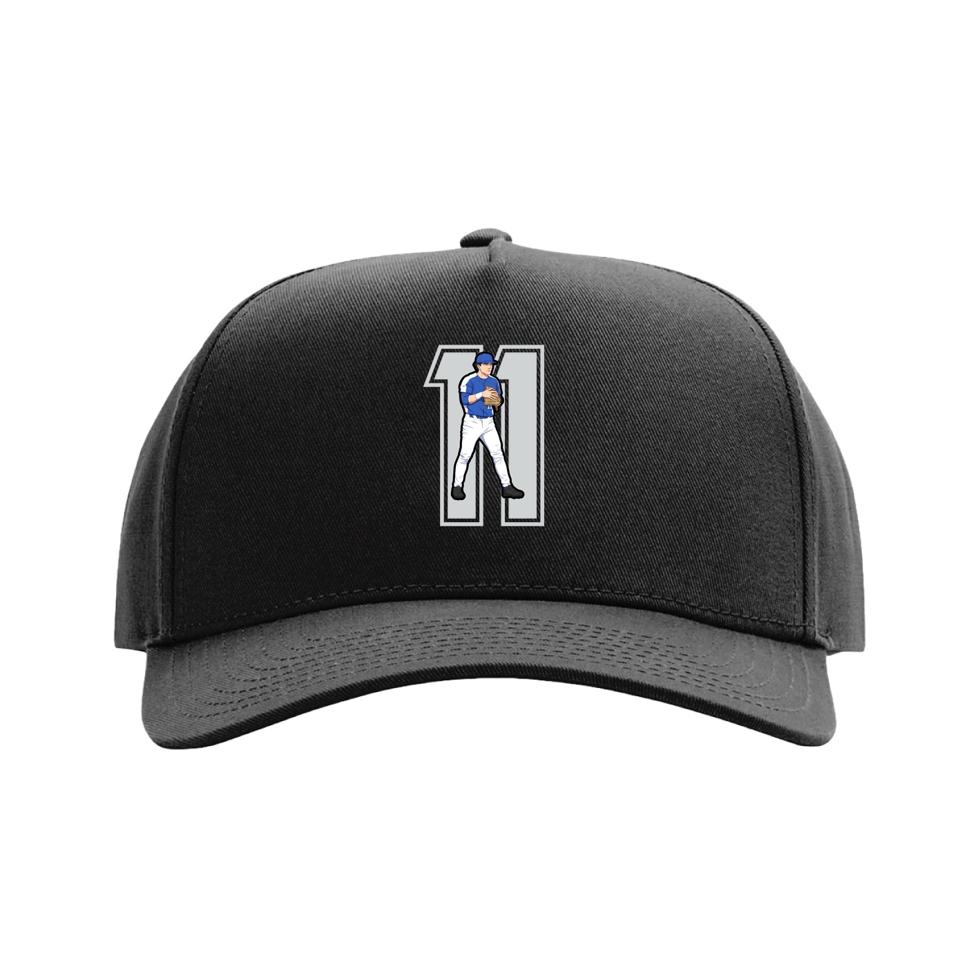 Full Fabric Five-Panel Champ Cap — Number in Black
