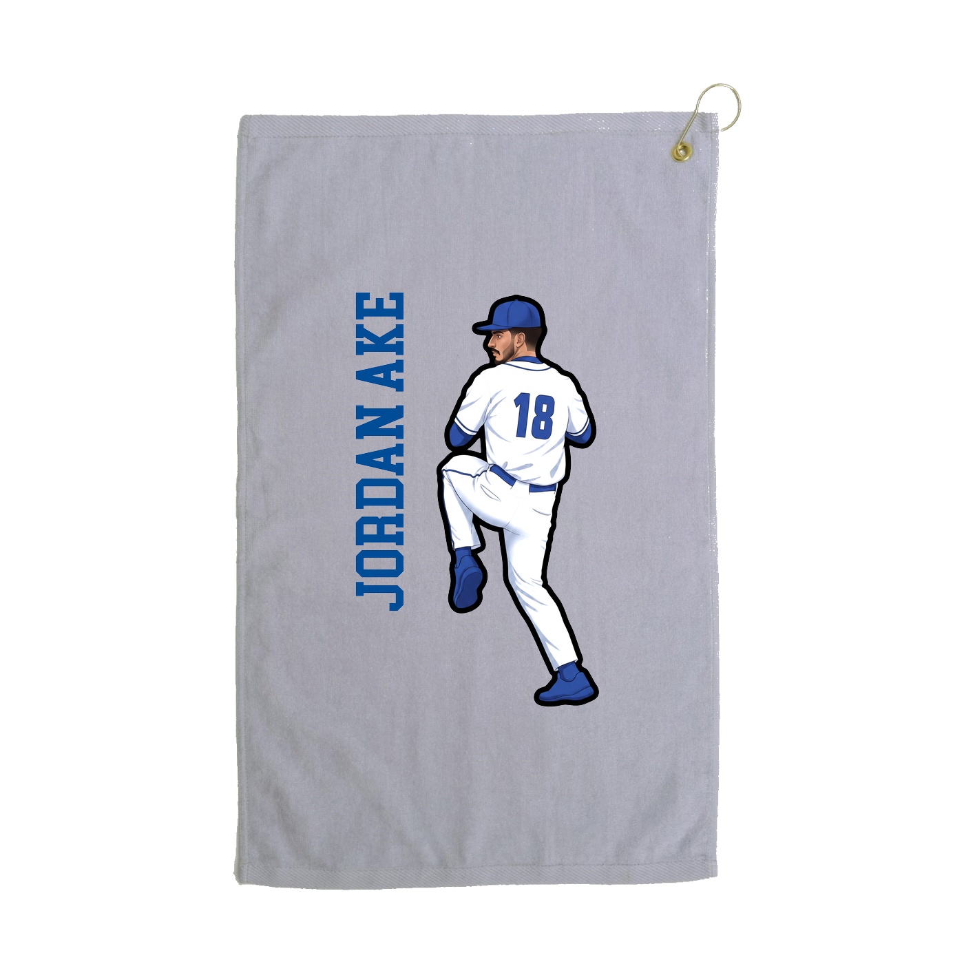 Golf Towel — Name Vertical in Grey