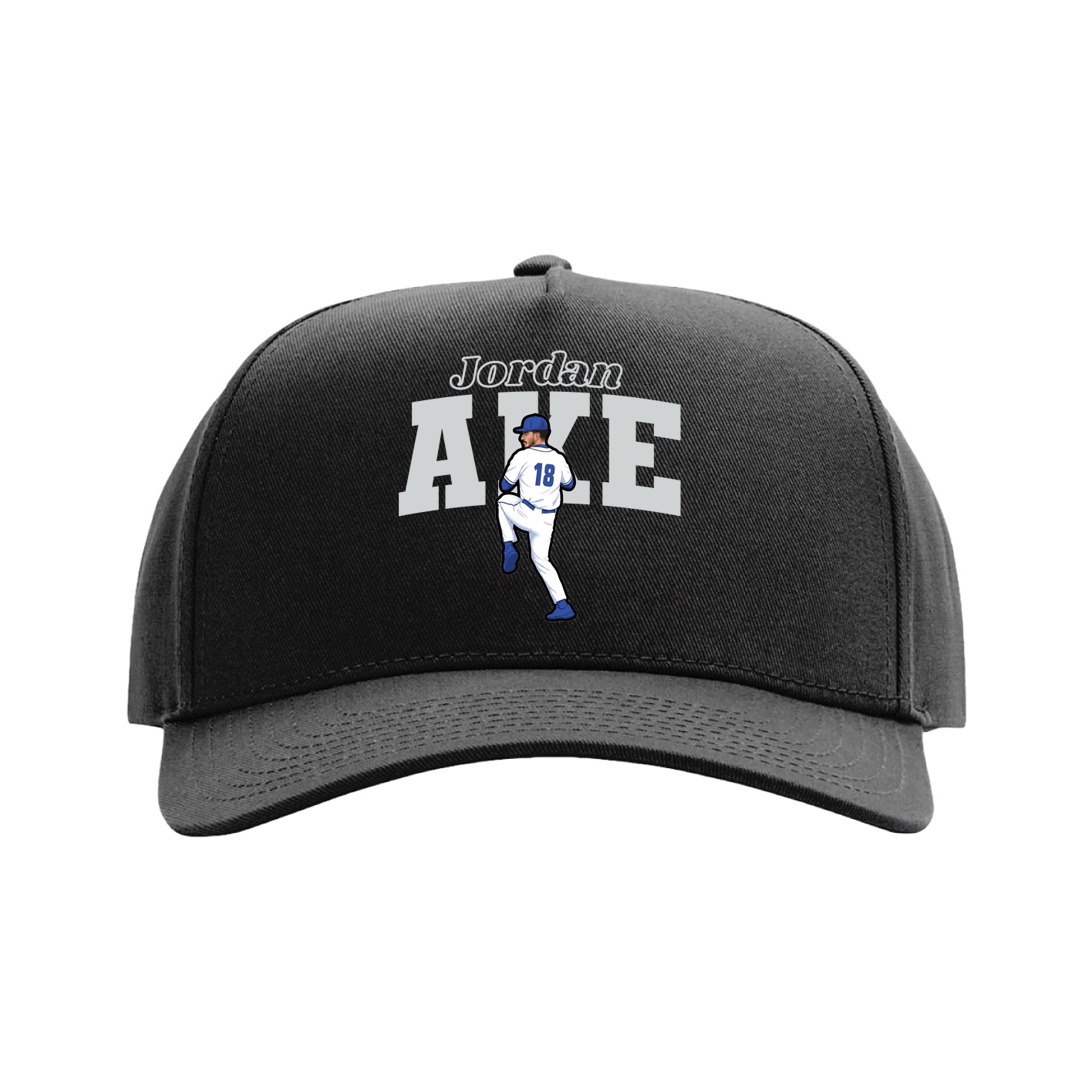 Full Fabric Five-Panel Champ Cap — Name Arch in Black
