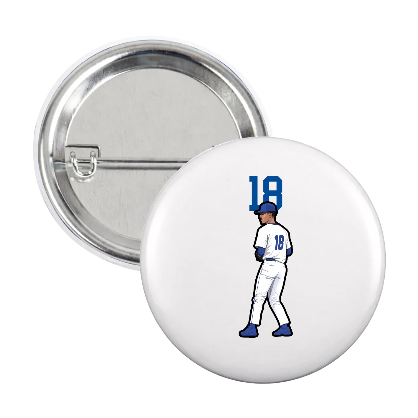 Game Day Button — Number Top in White