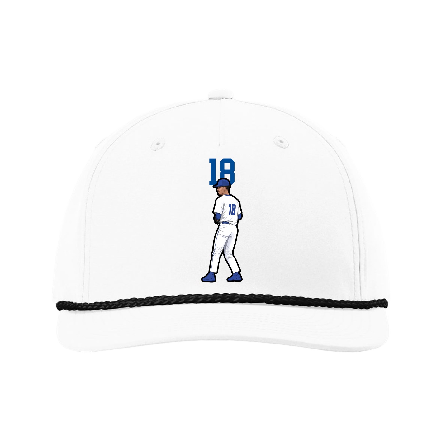 Five-Panel Classic Rope Cap — Number Top in White