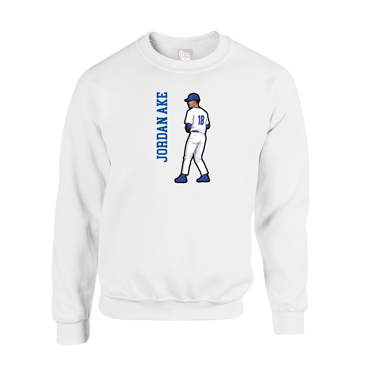 Fleece Crew — Name Vertical in White
