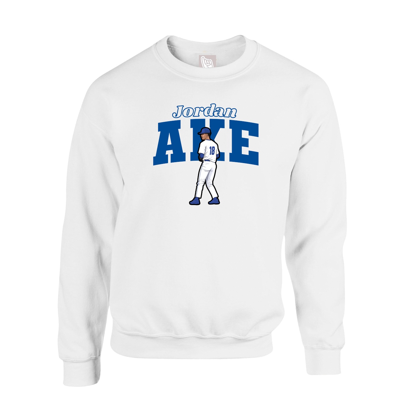 Fleece Crew — Name Arch in White
