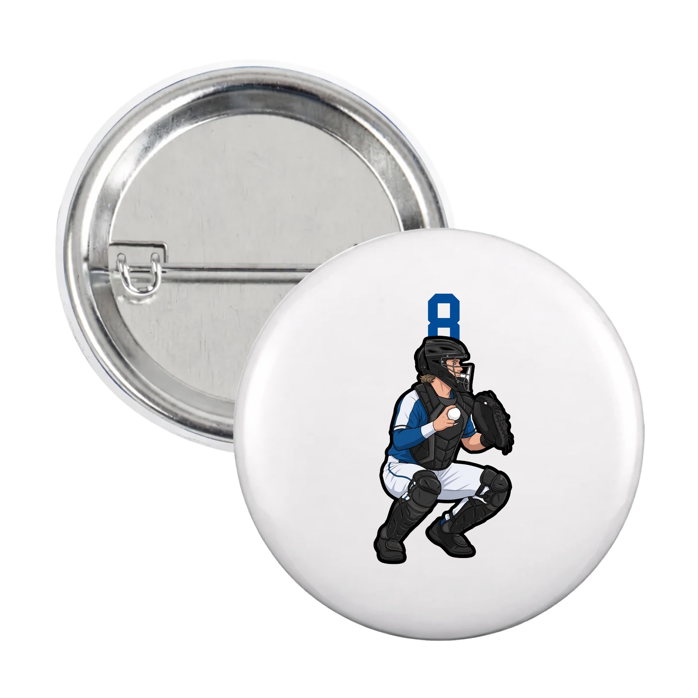Game Day Button — Number Top in White