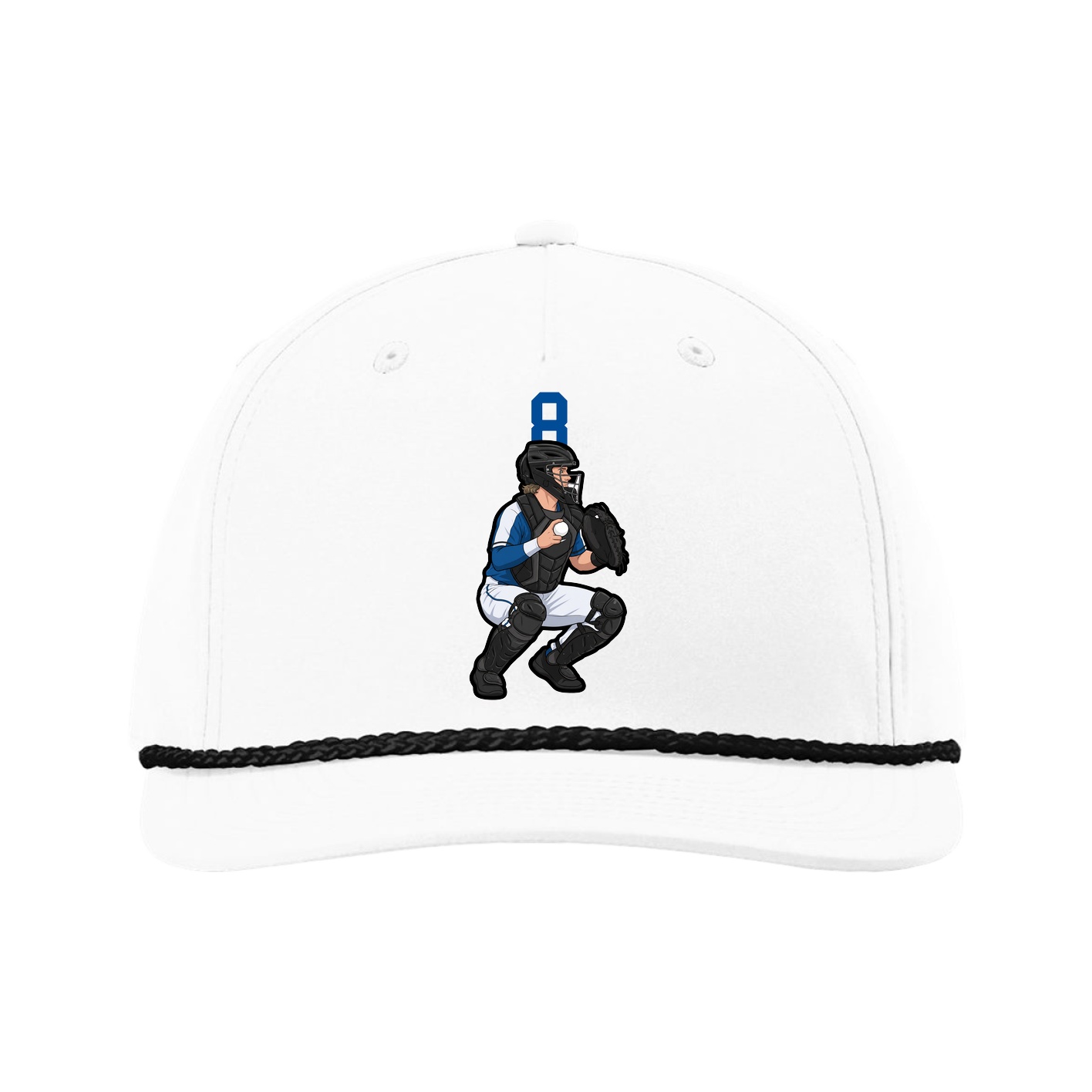Five-Panel Classic Rope Cap — Number Top in White