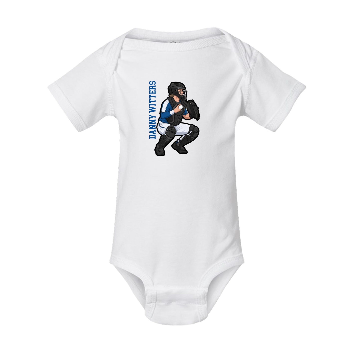 Baby Onesie — Name Vertical in White