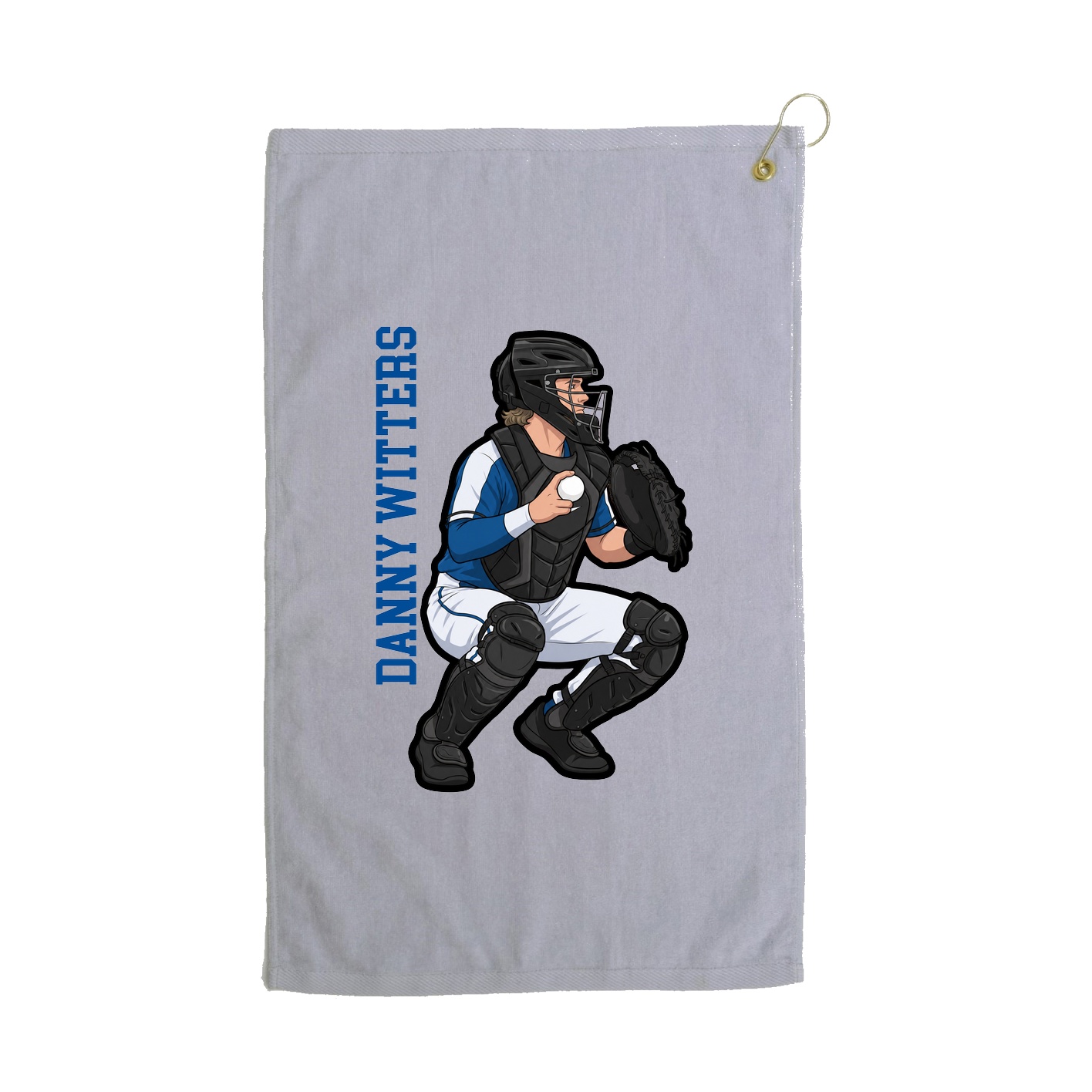 Golf Towel — Name Vertical in Grey