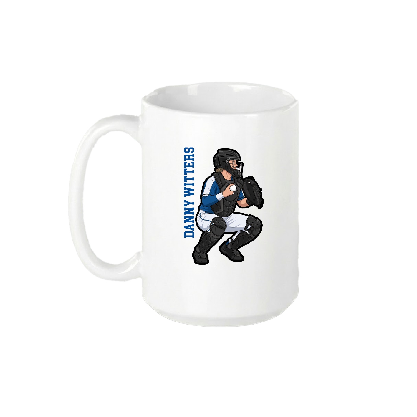 15oz Coffee Mug — Name Vertical in White