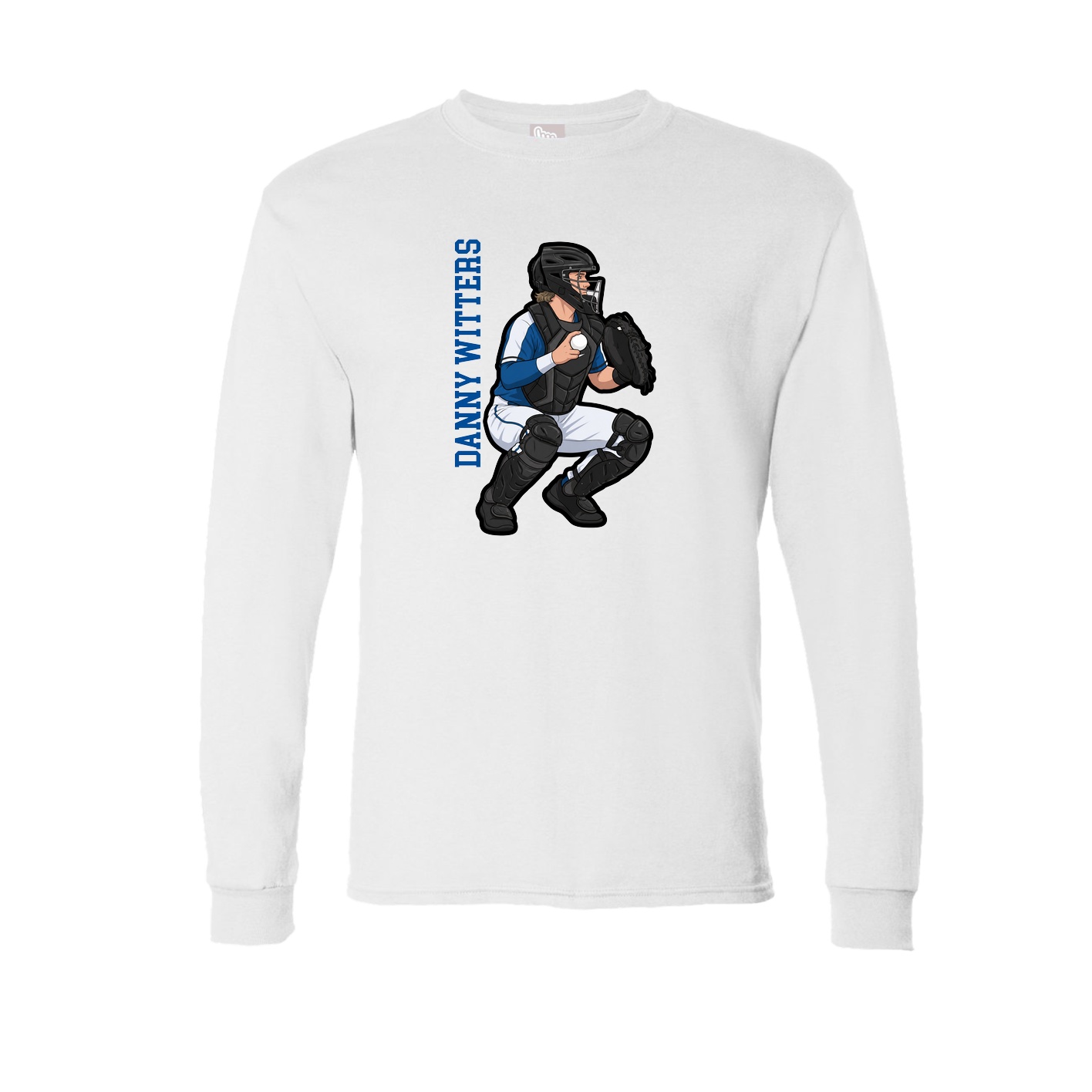 Long Sleeve Tee — Name Vertical in White
