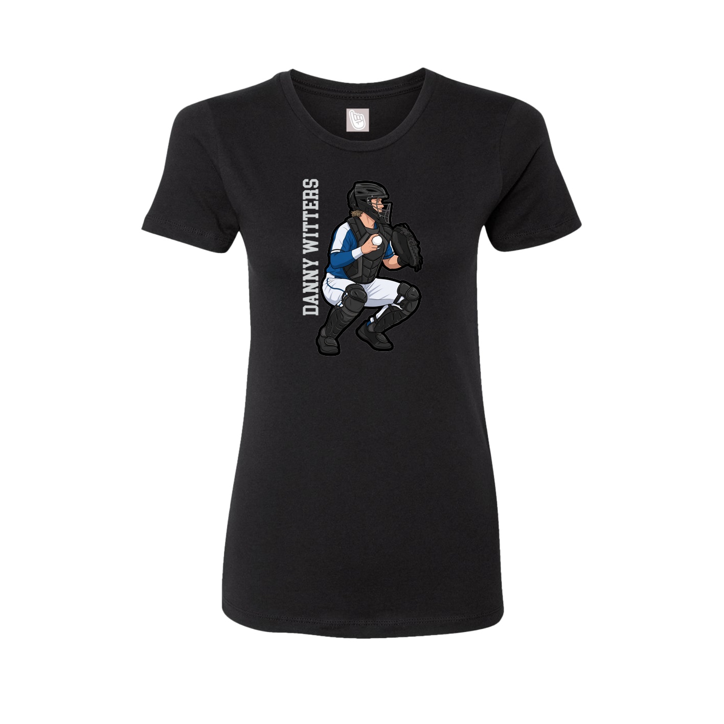 Fitted Women's Tee — Name Vertical in Black