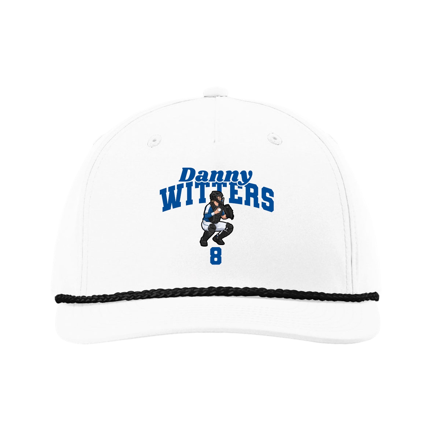 Five-Panel Classic Rope Cap — Signature Arch in White