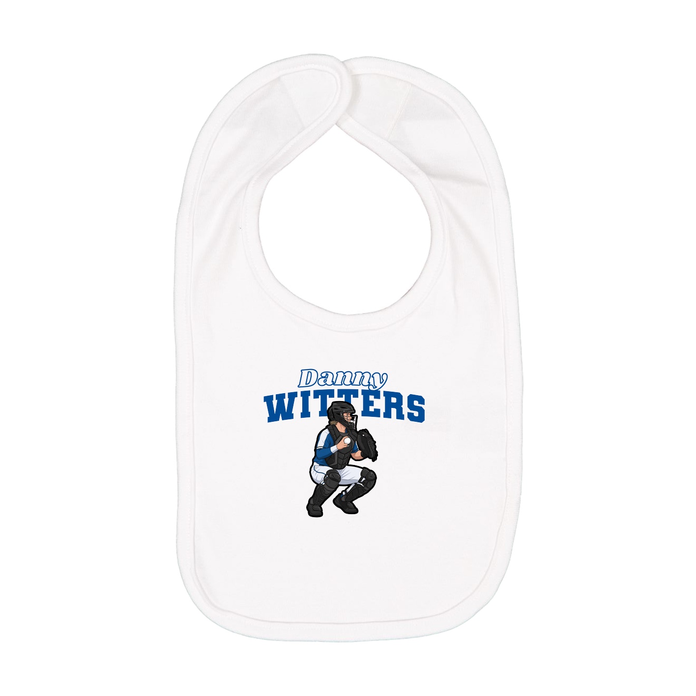 Infant Bib — Name Arch in White
