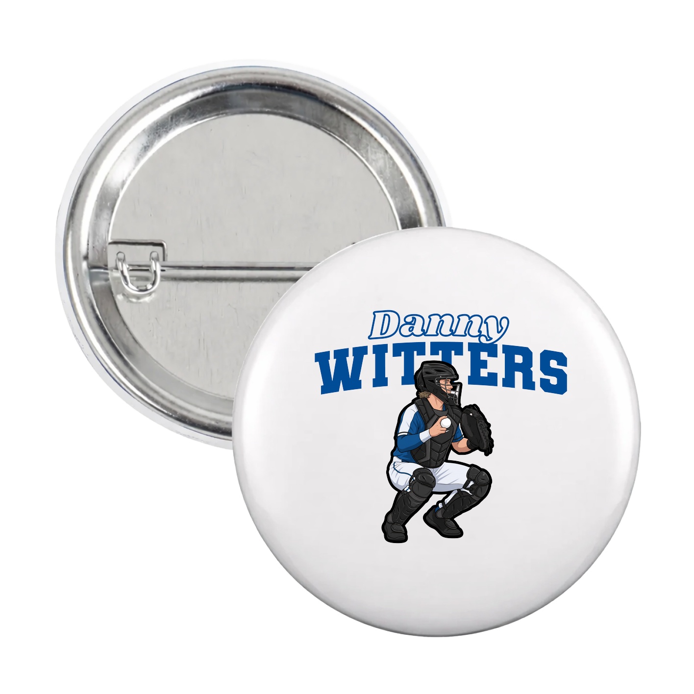 Game Day Button — Name Arch in White