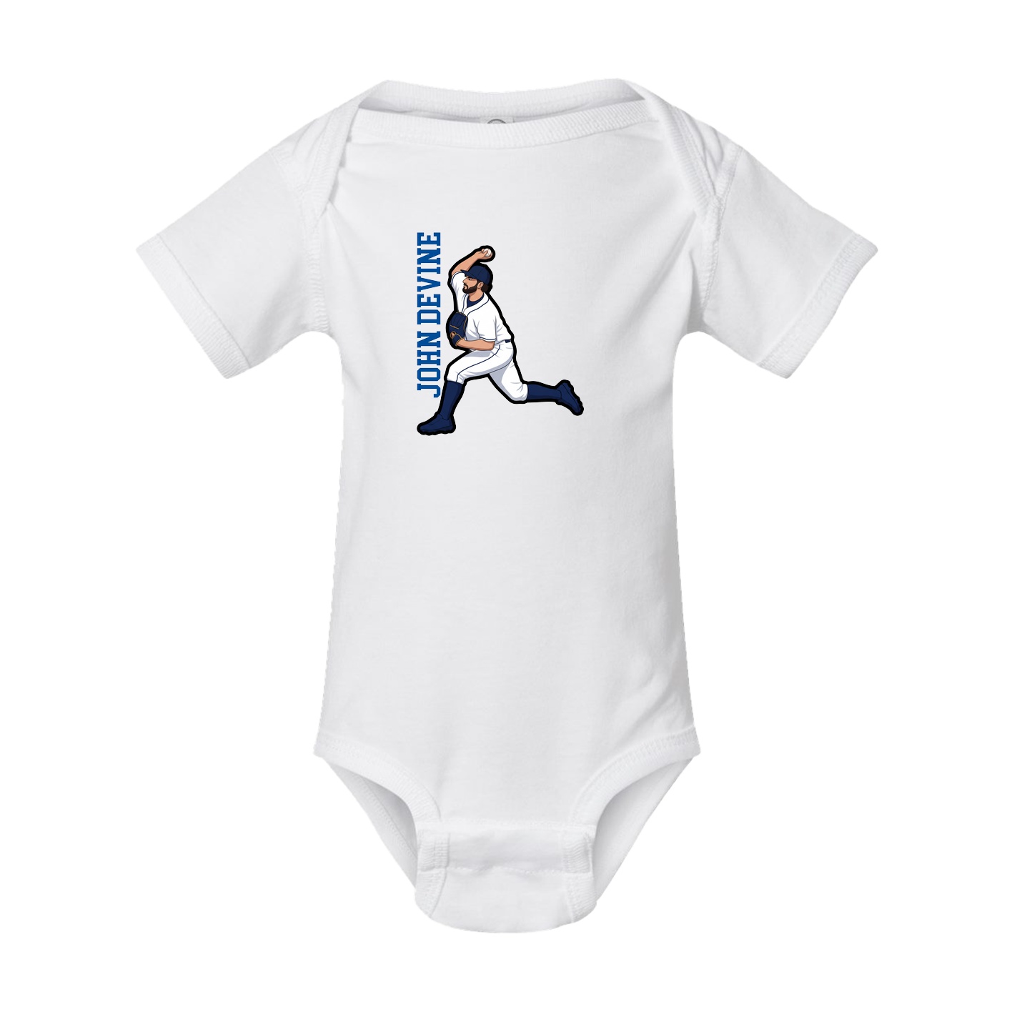 Baby Onesie — Name Vertical in White