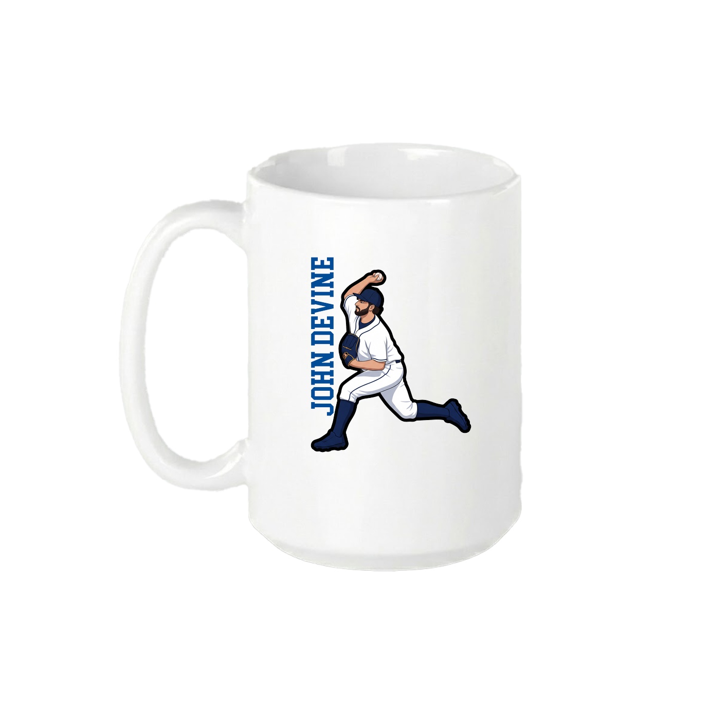 15oz Coffee Mug — Name Vertical in White