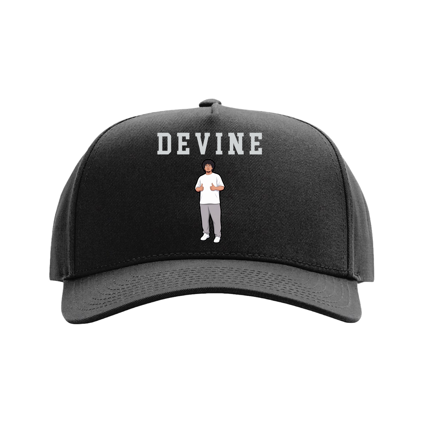 Full Fabric Five-Panel Champ Cap — Shirsey in Black