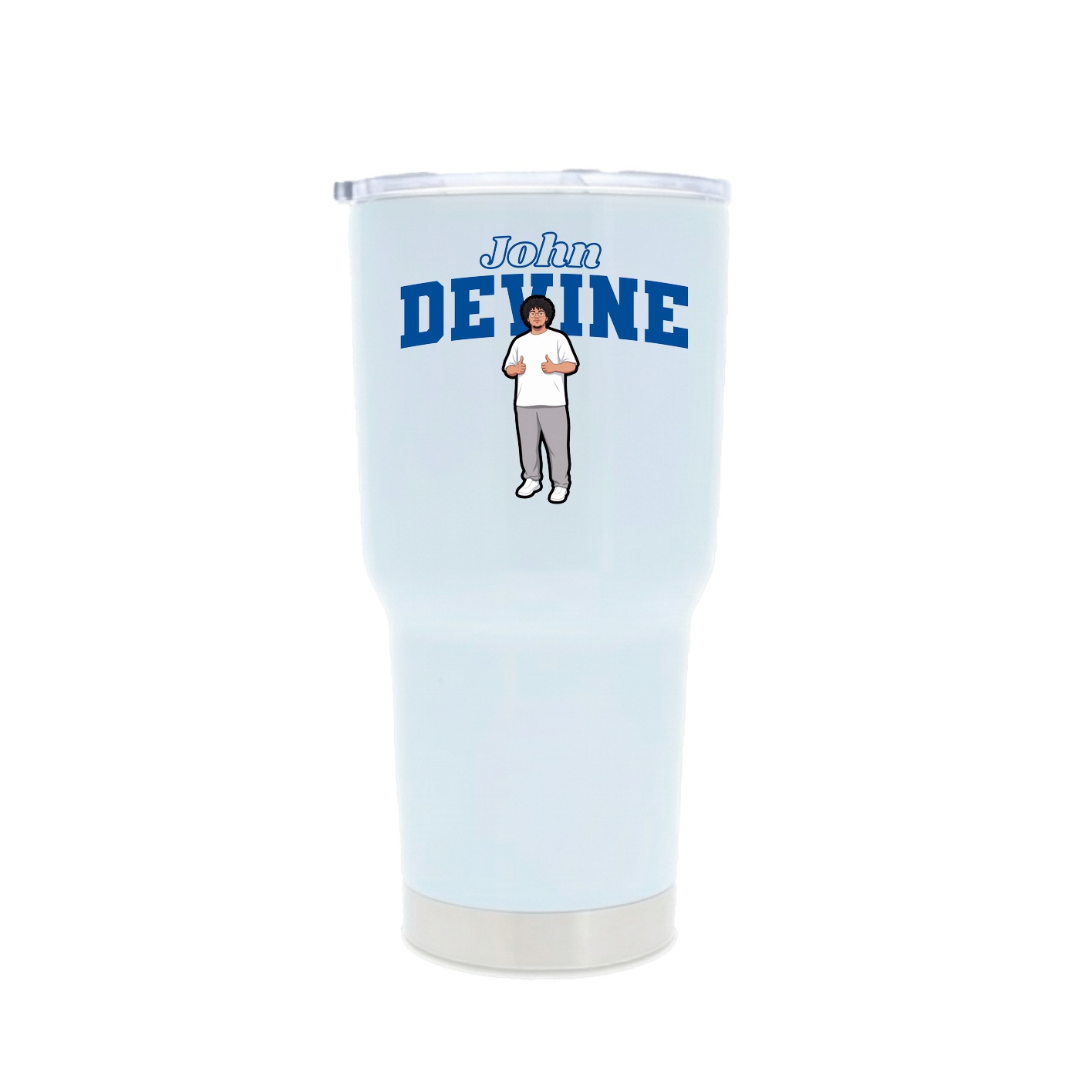 30oz Stainless Steel Tumbler — Name Arch in White