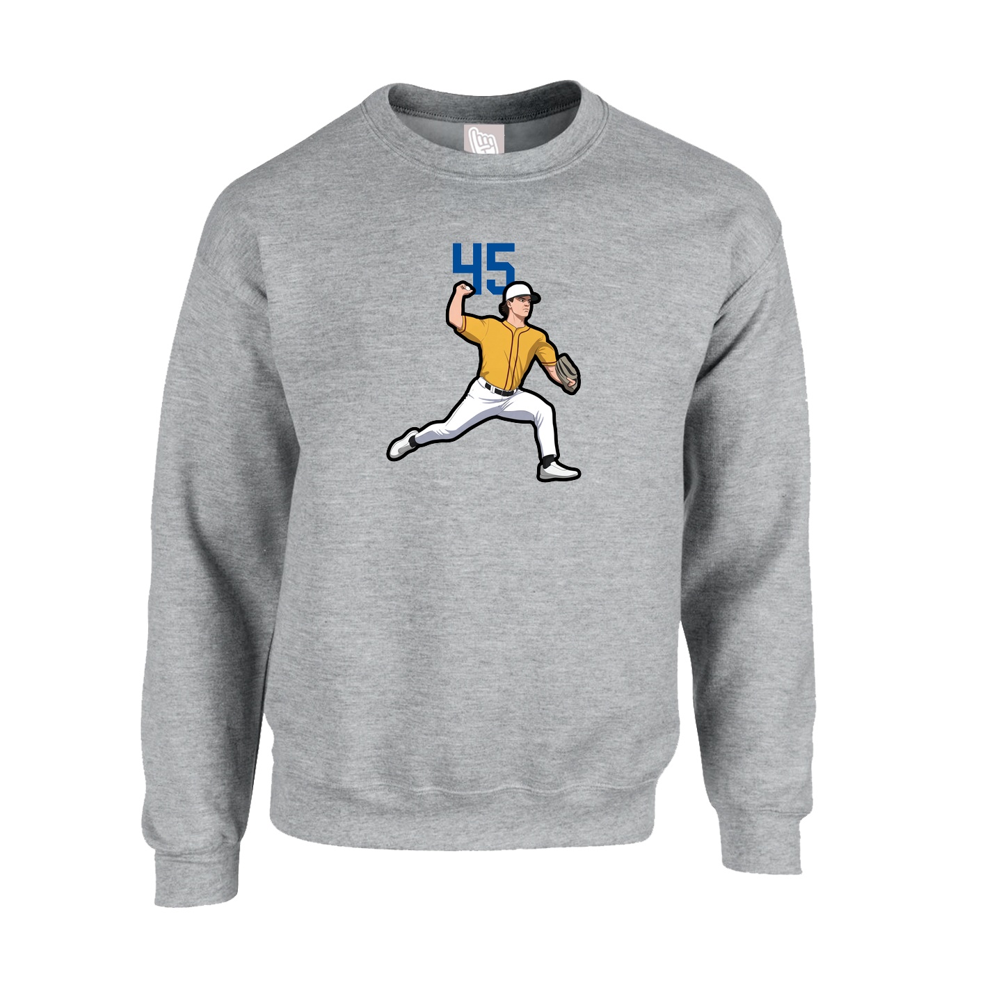 Fleece Crew — Number Top in Grey