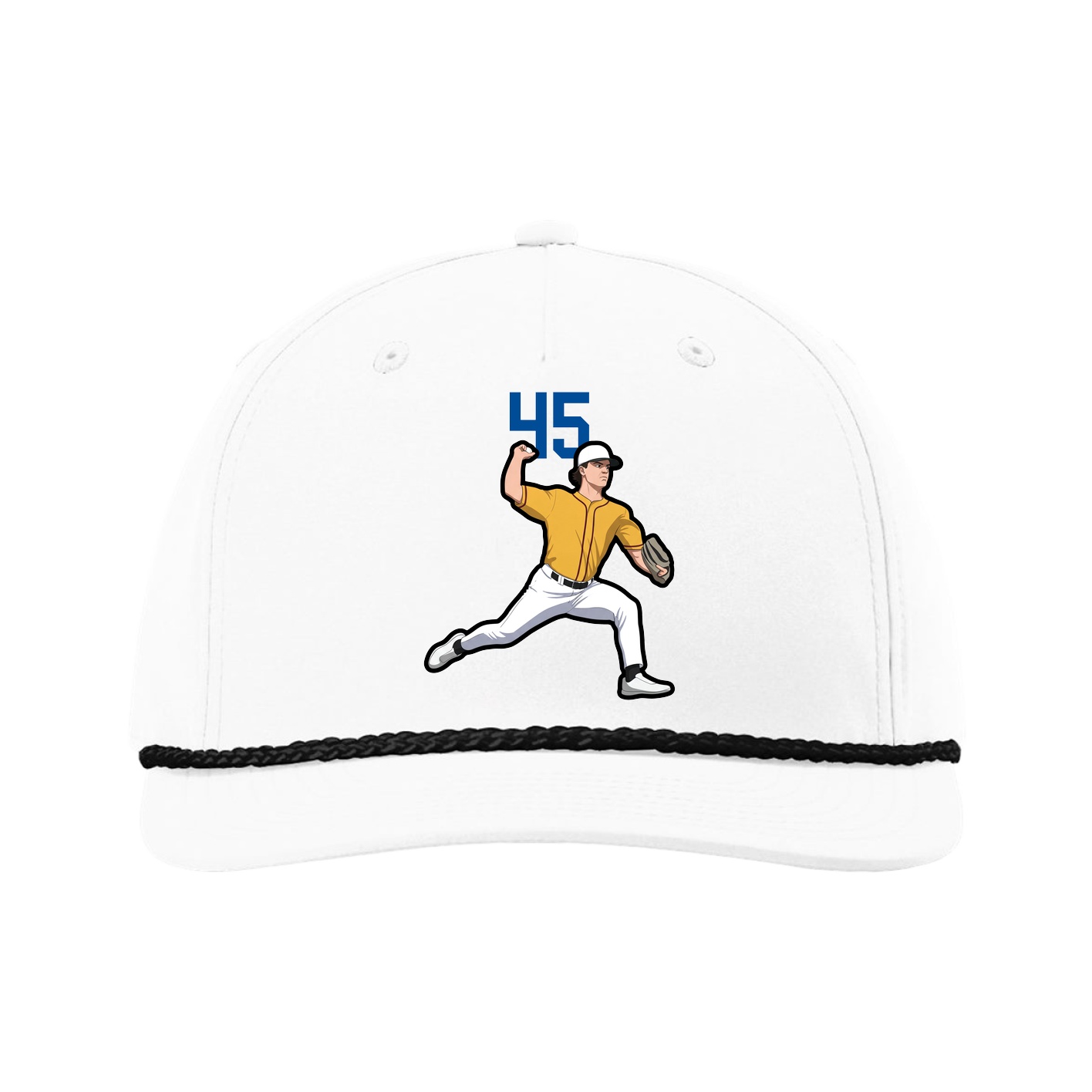 Five-Panel Classic Rope Cap — Number Top in White